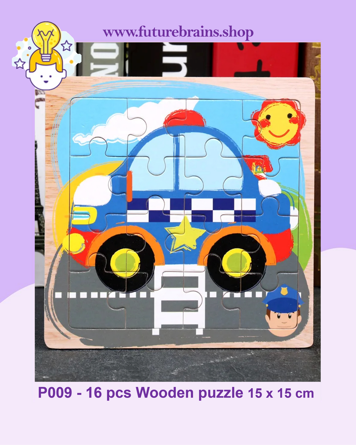P009 - 16 pcs Wooden puzzle 15 x 15 cm (3 puzzles for 2 $)