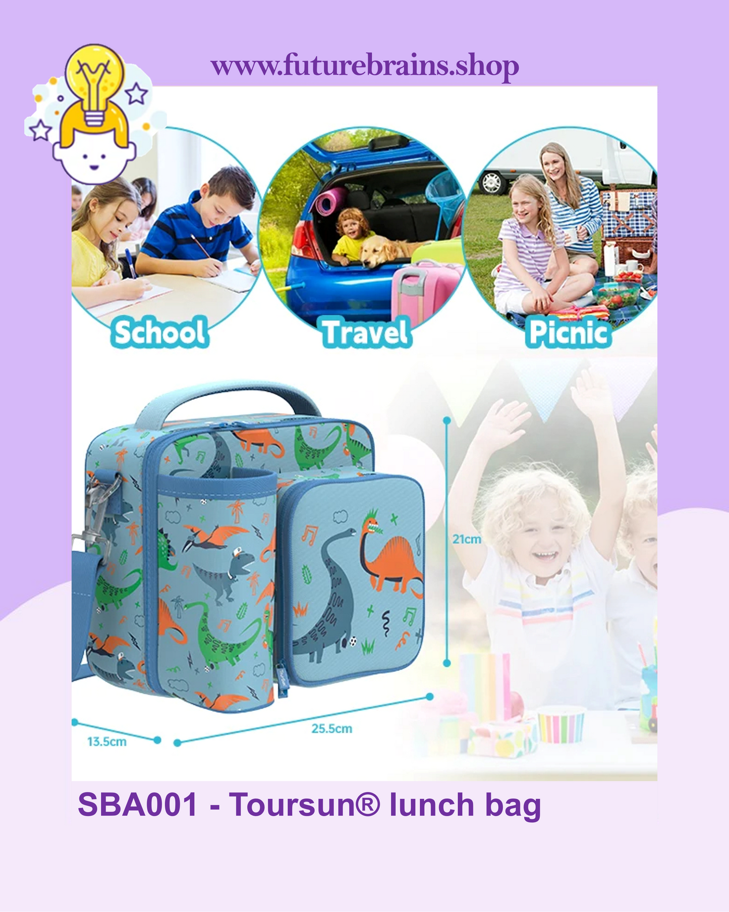 SBA001 - Toursun® lunch bag dinosaurs design