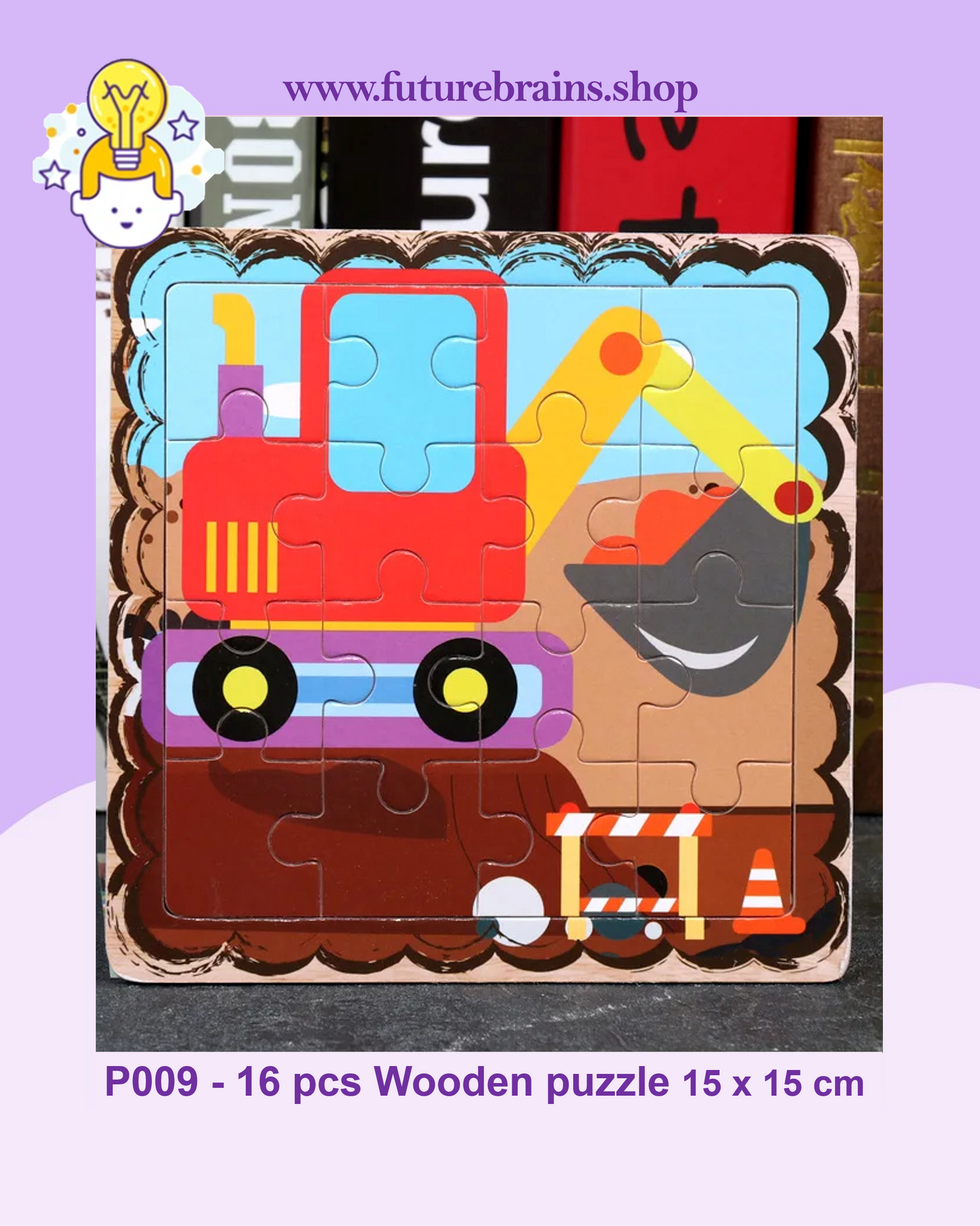 P009 - 16 pcs Wooden puzzle 15 x 15 cm (3 puzzles for 2 $)