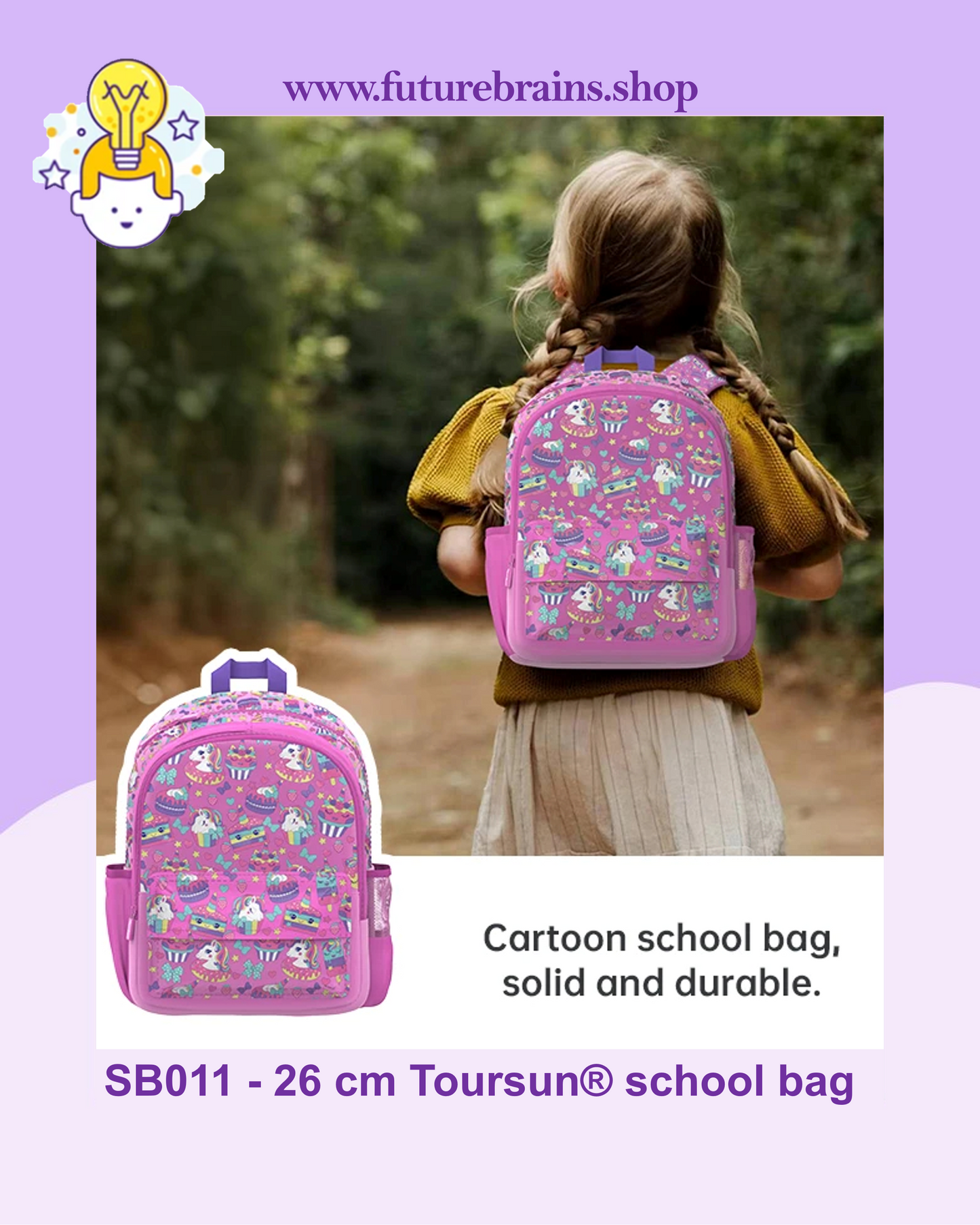SB011 - 26 cm Toursun® school bag unicorn design