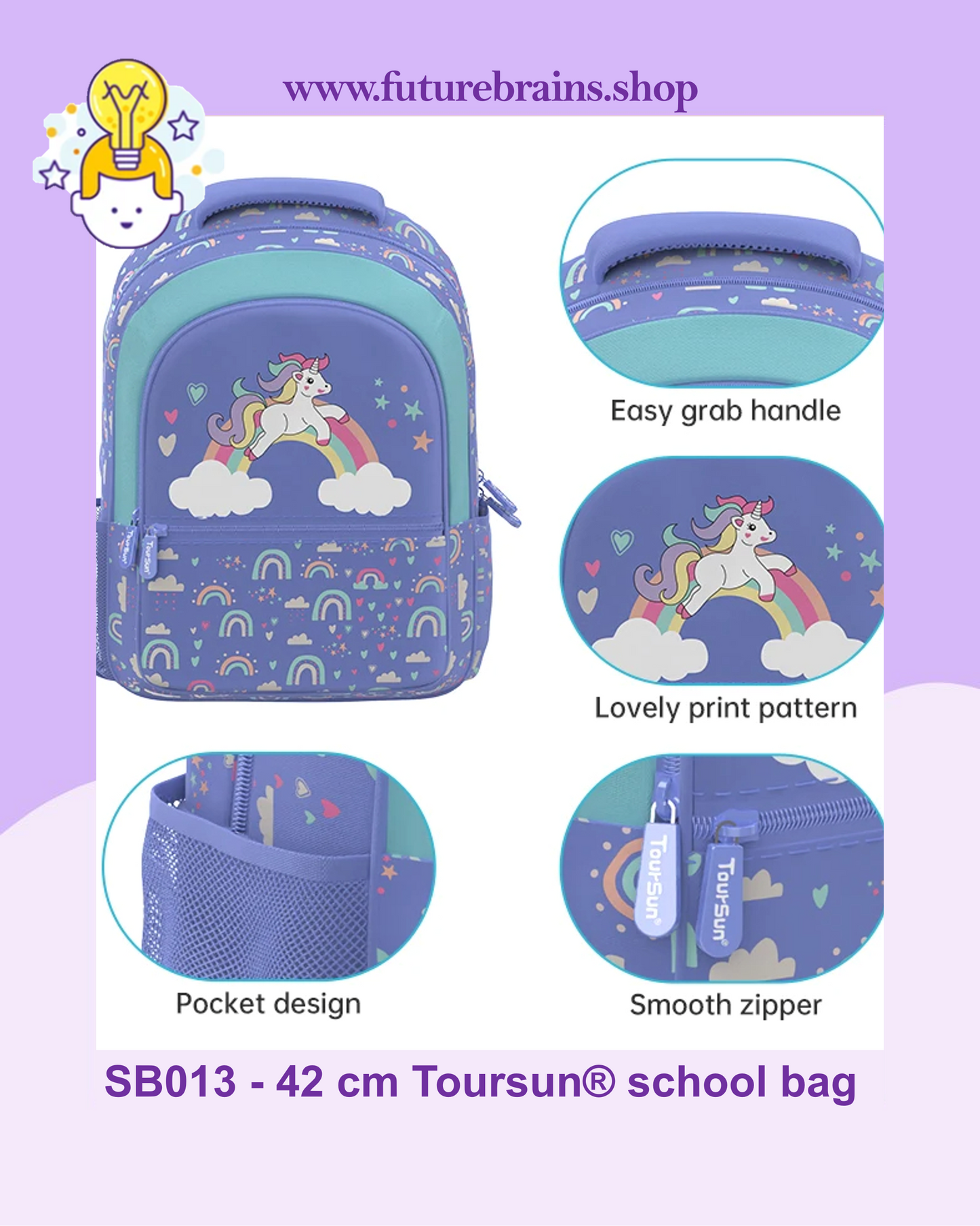SB013 - 42 cm Toursun® school bag rainbow design