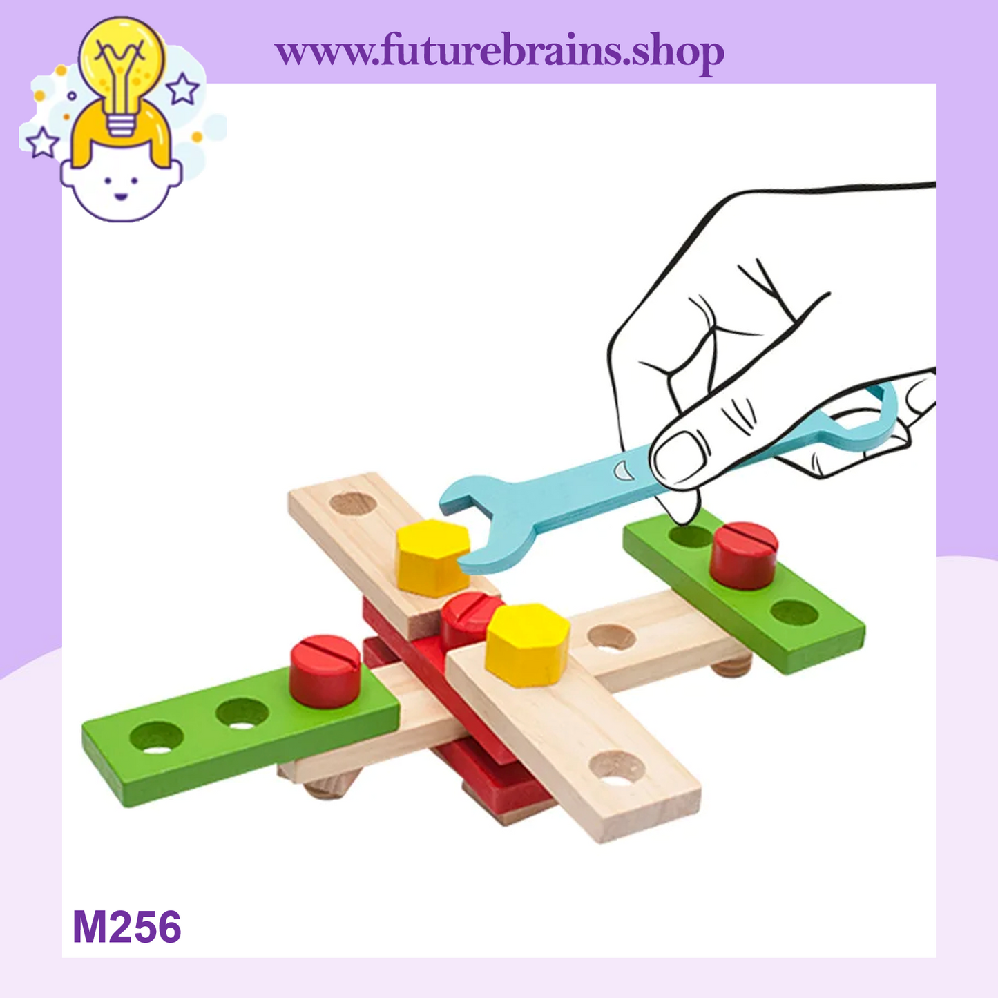 M256 - Wooden tools kit in plastic box