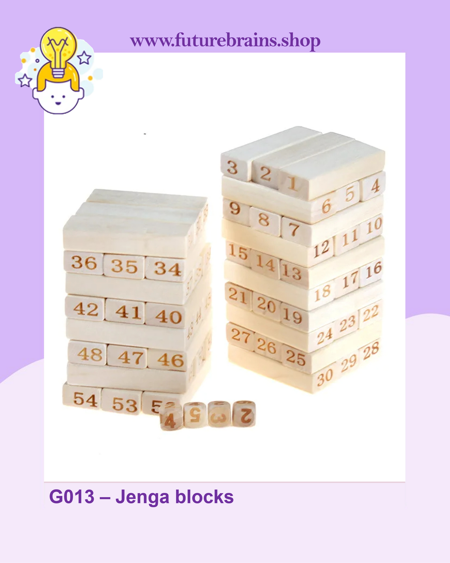 G013 - Jenga blocks 54 pcs