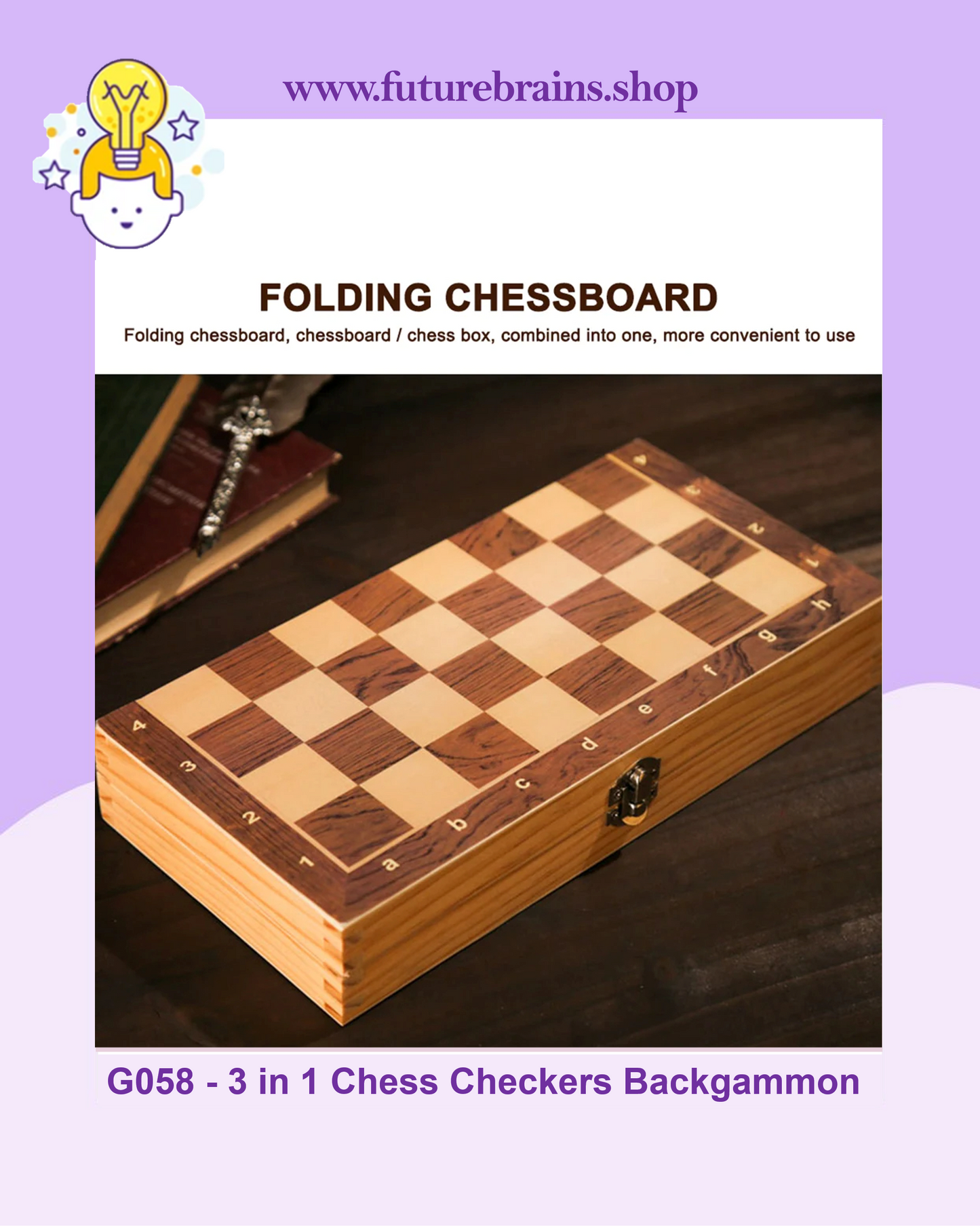 G058 - 3 in 1 Chess Checkers Backgammon
