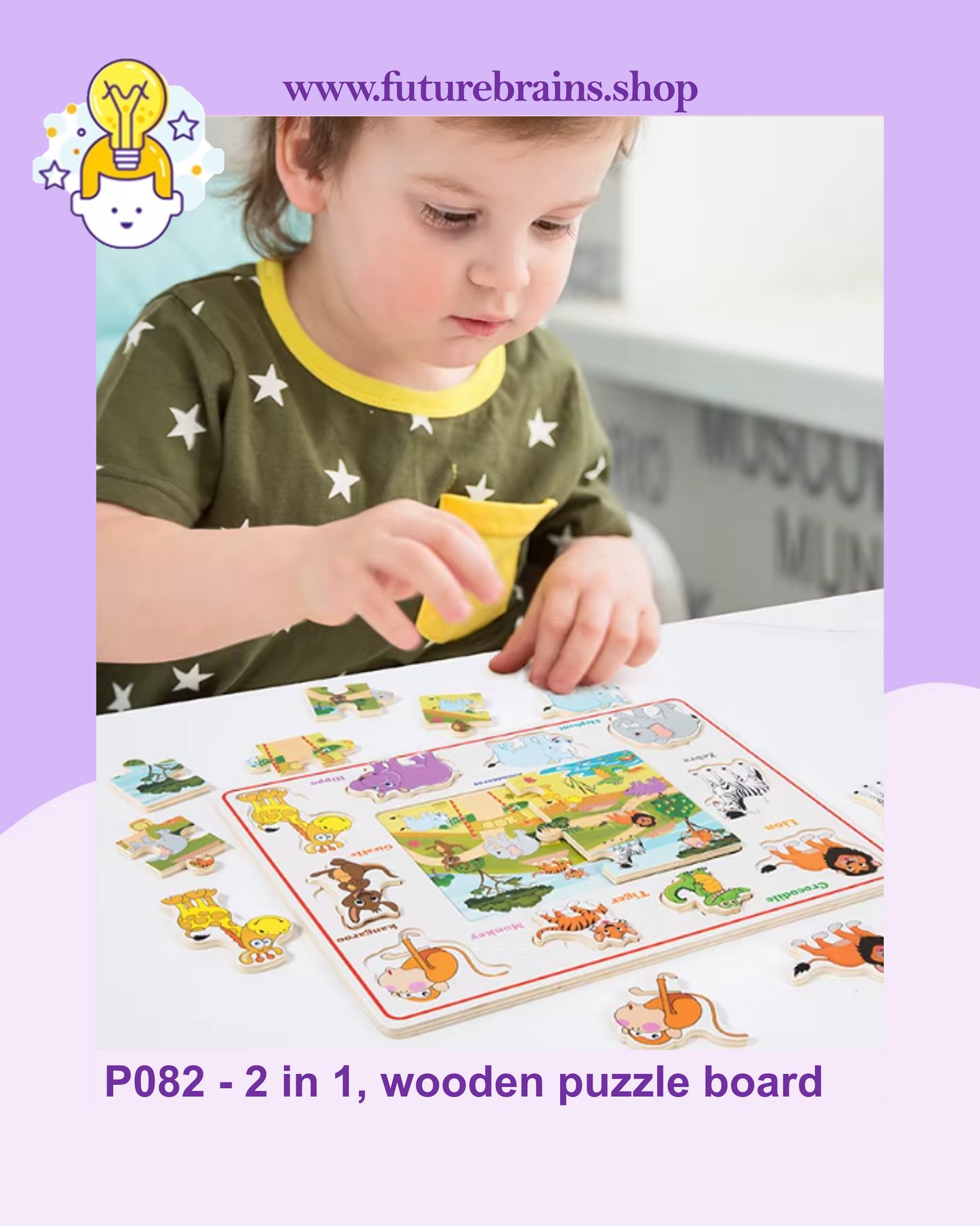 P082 - 2 in 1, wooden puzzle board