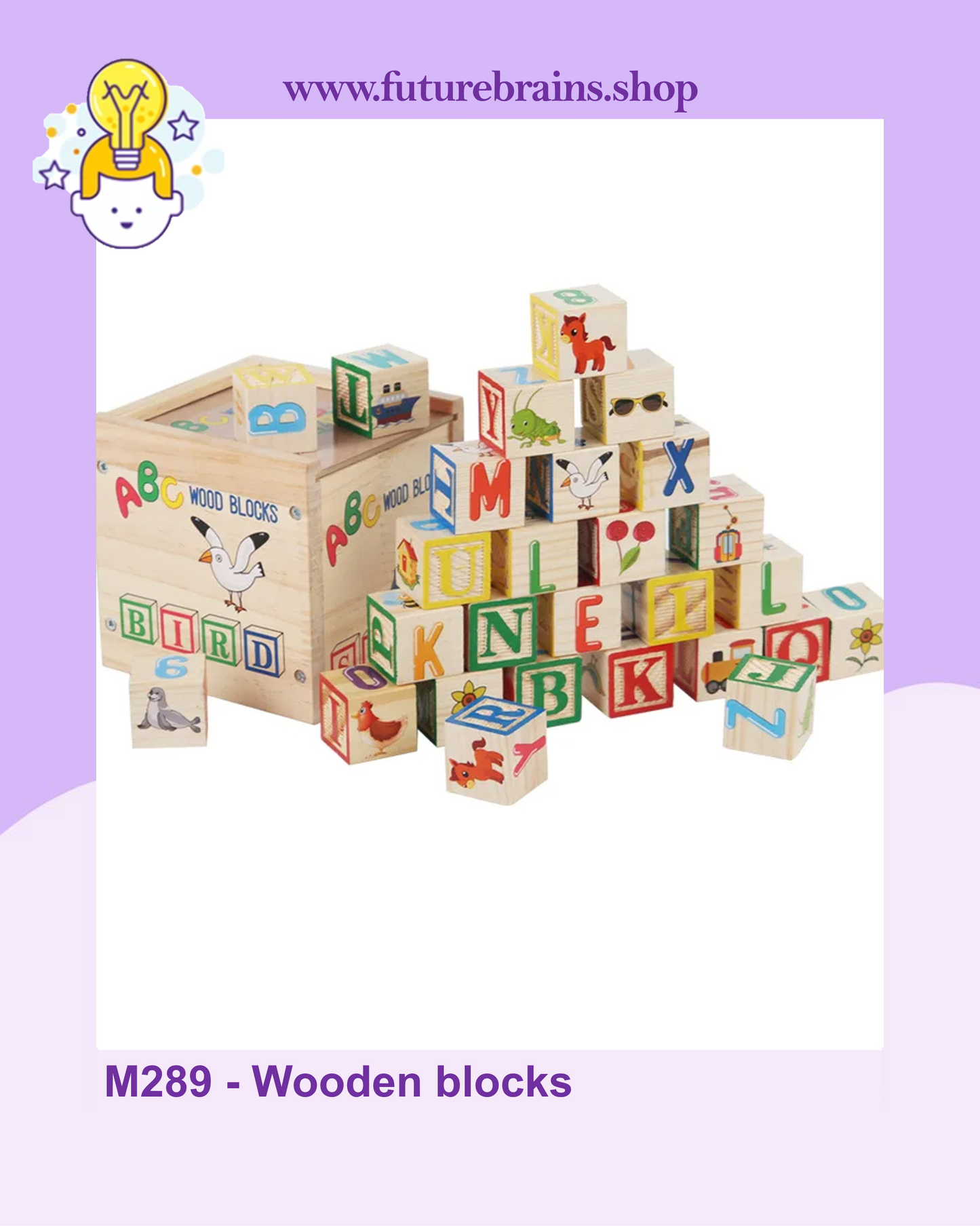 M289 - Wooden blocks - English letters + Numbers + Patterns