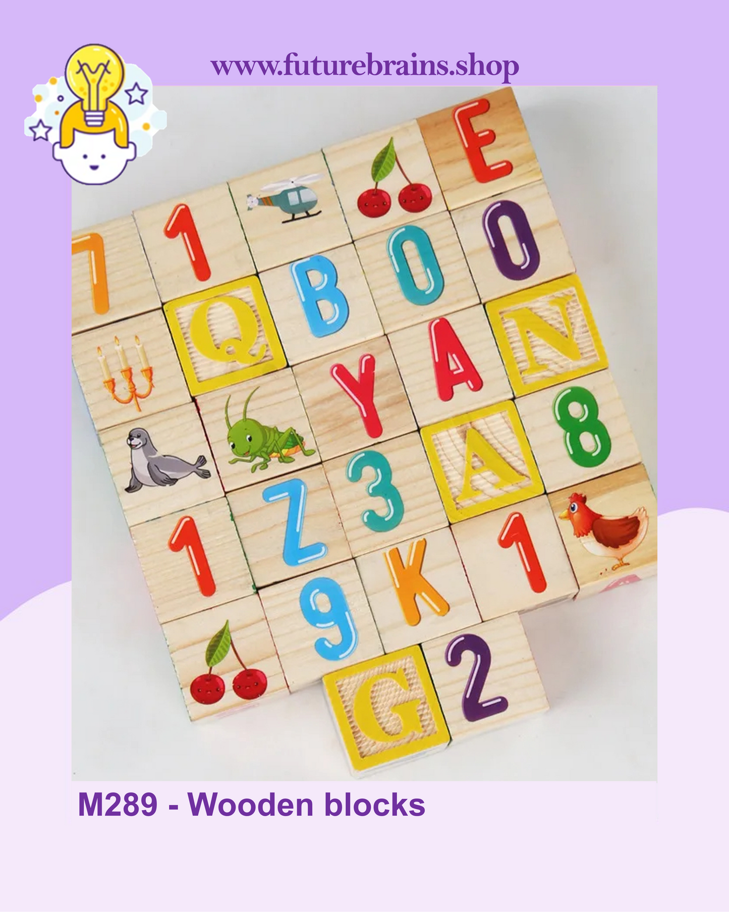 M289 - Wooden blocks - English letters + Numbers + Patterns