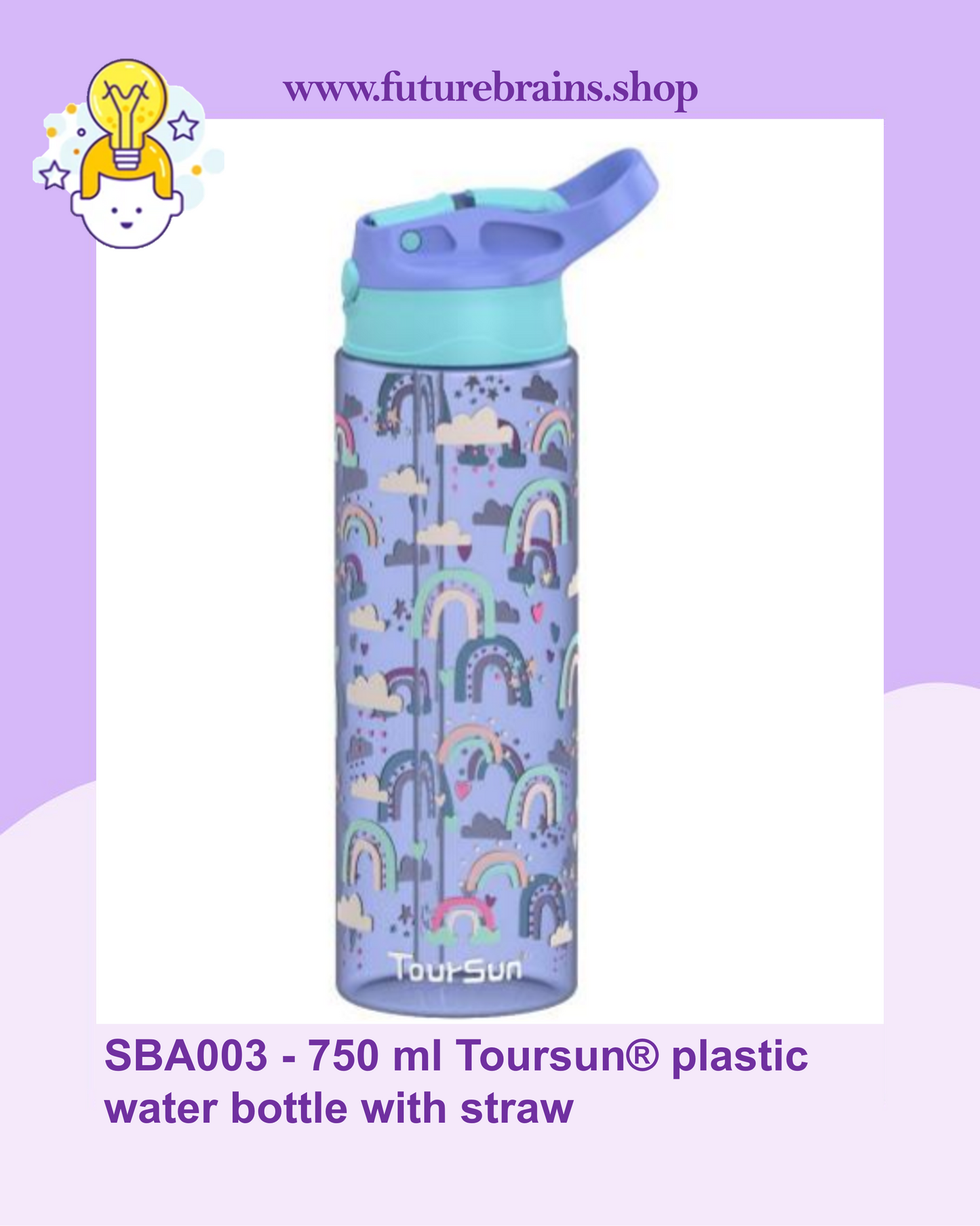 SBA003 - 750 ml Toursun® plastic water bottle with straw