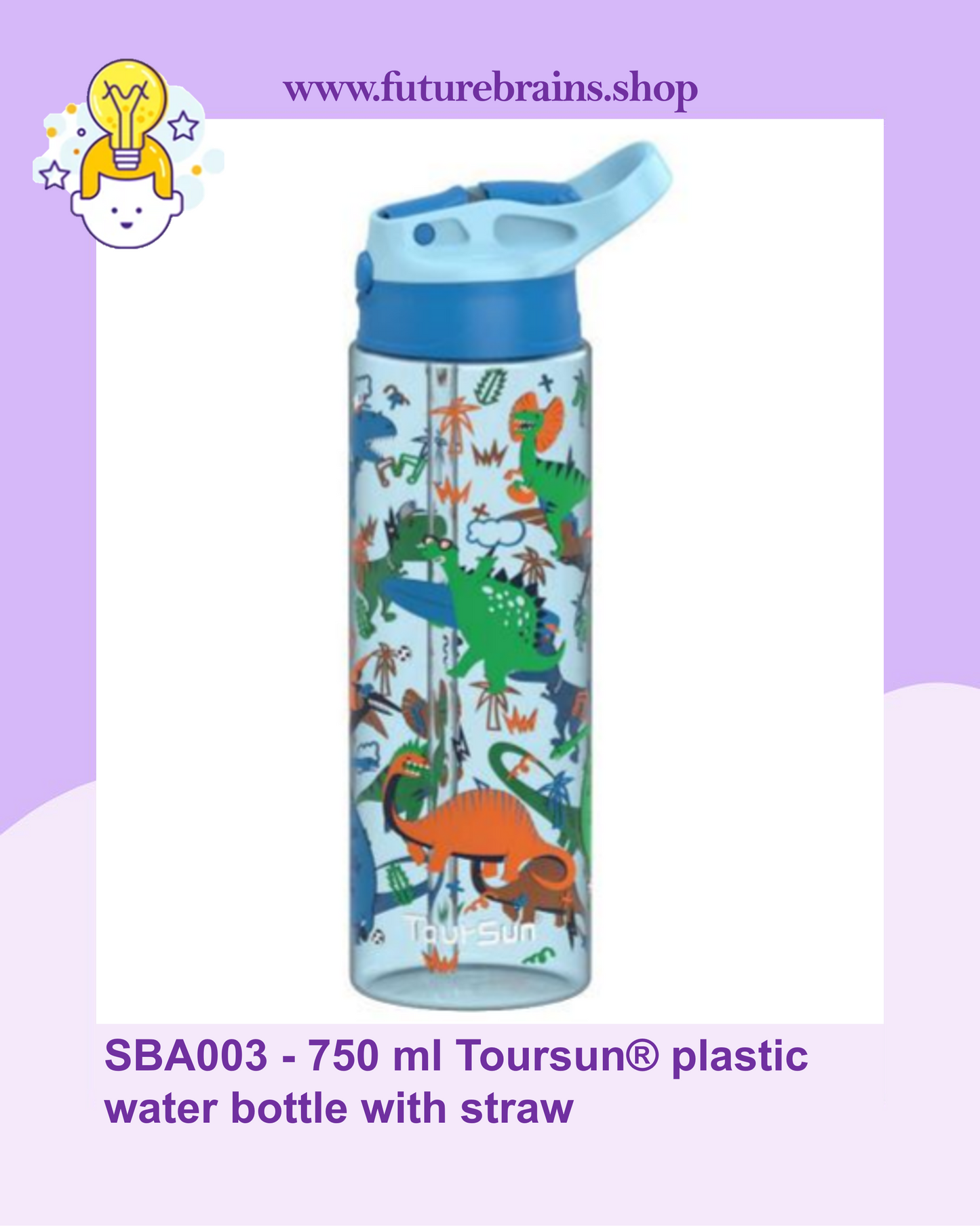 SBA003 - 750 ml Toursun® plastic water bottle with straw