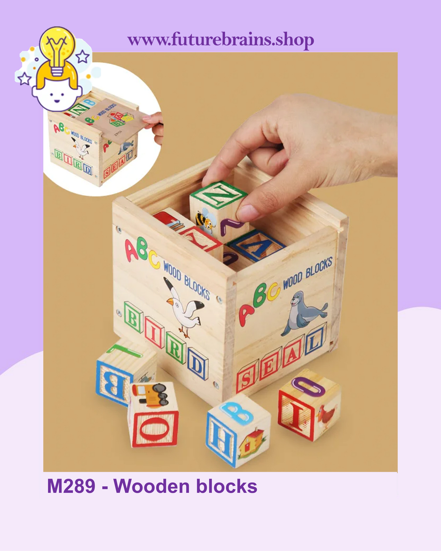 M289 - Wooden blocks - English letters + Numbers + Patterns