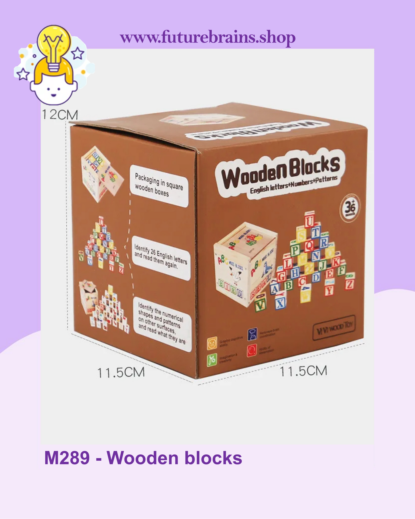 M289 - Wooden blocks - English letters + Numbers + Patterns