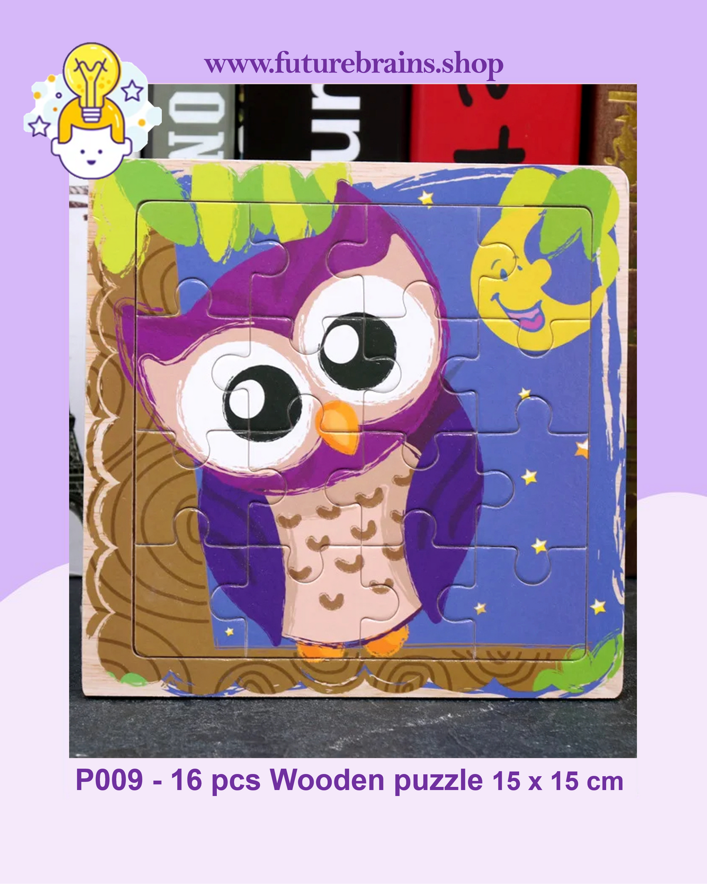 P009 - 16 pcs Wooden puzzle 15 x 15 cm (3 puzzles for 2 $)