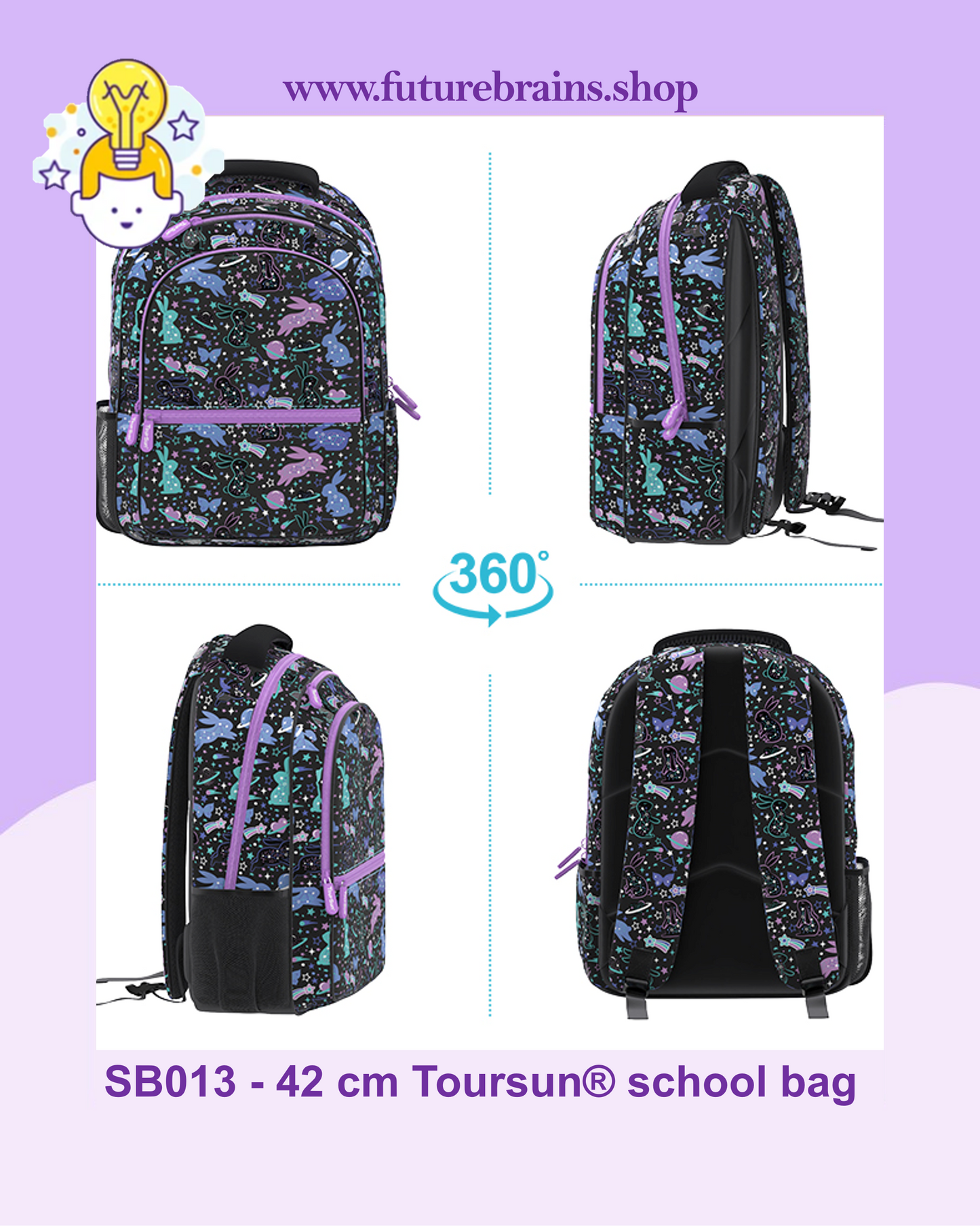 SB013 - 42 cm Toursun® school bag star bunny design