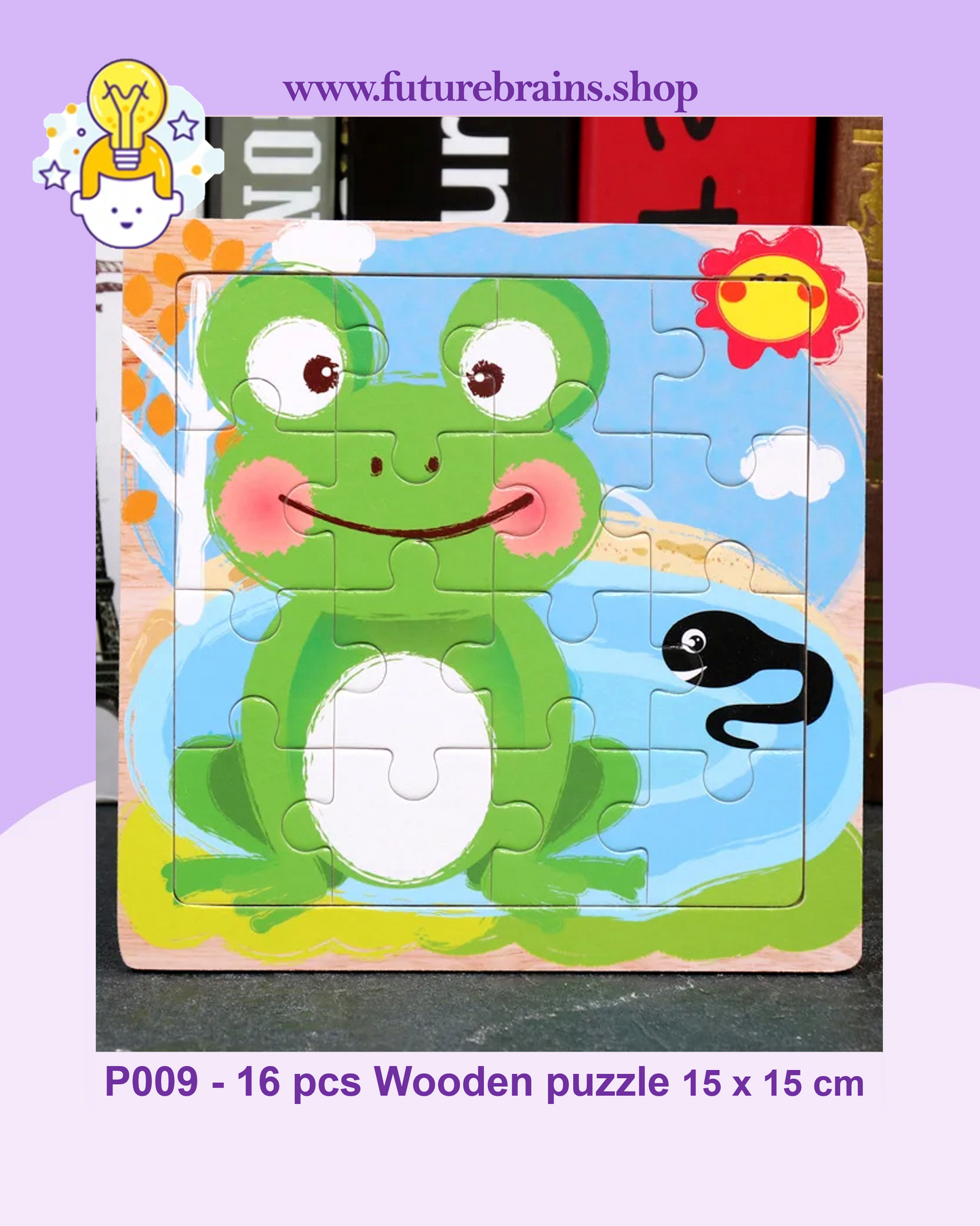 P009 - 16 pcs Wooden puzzle 15 x 15 cm (3 puzzles for 2 $)