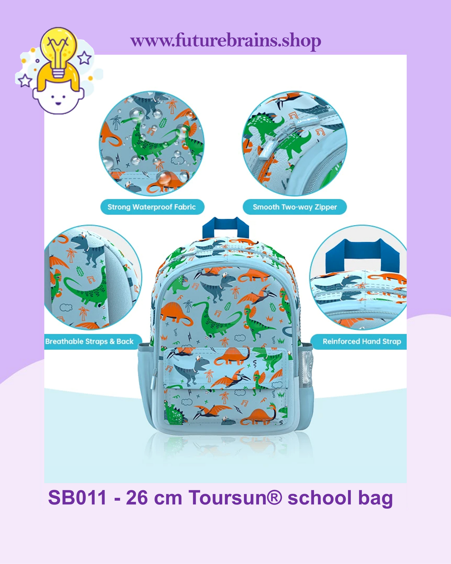 SB011 - 26 cm Toursun® school bag dinosaurs design