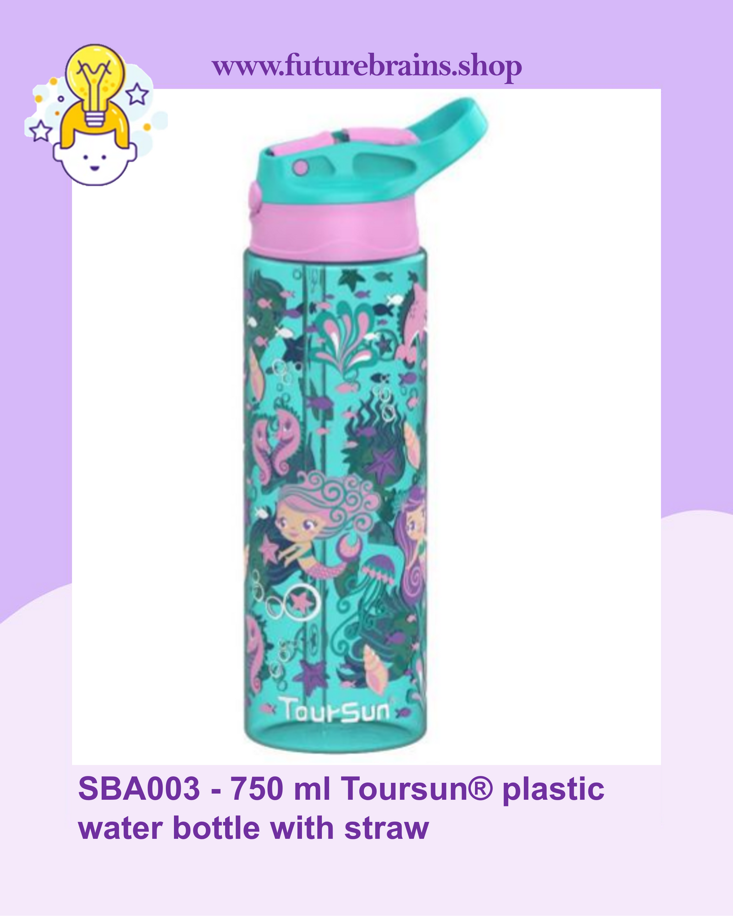 SBA003 - 750 ml Toursun® plastic water bottle with straw