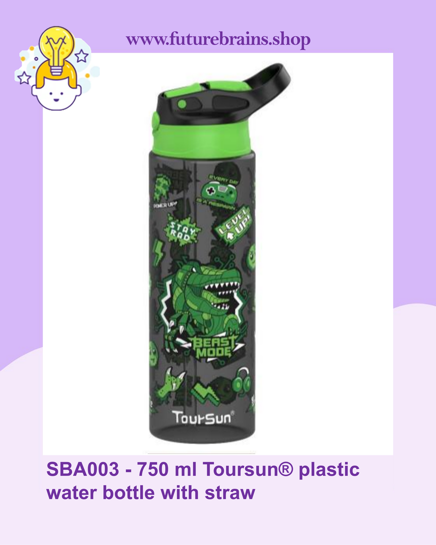 SBA003 - 750 ml Toursun® plastic water bottle with straw
