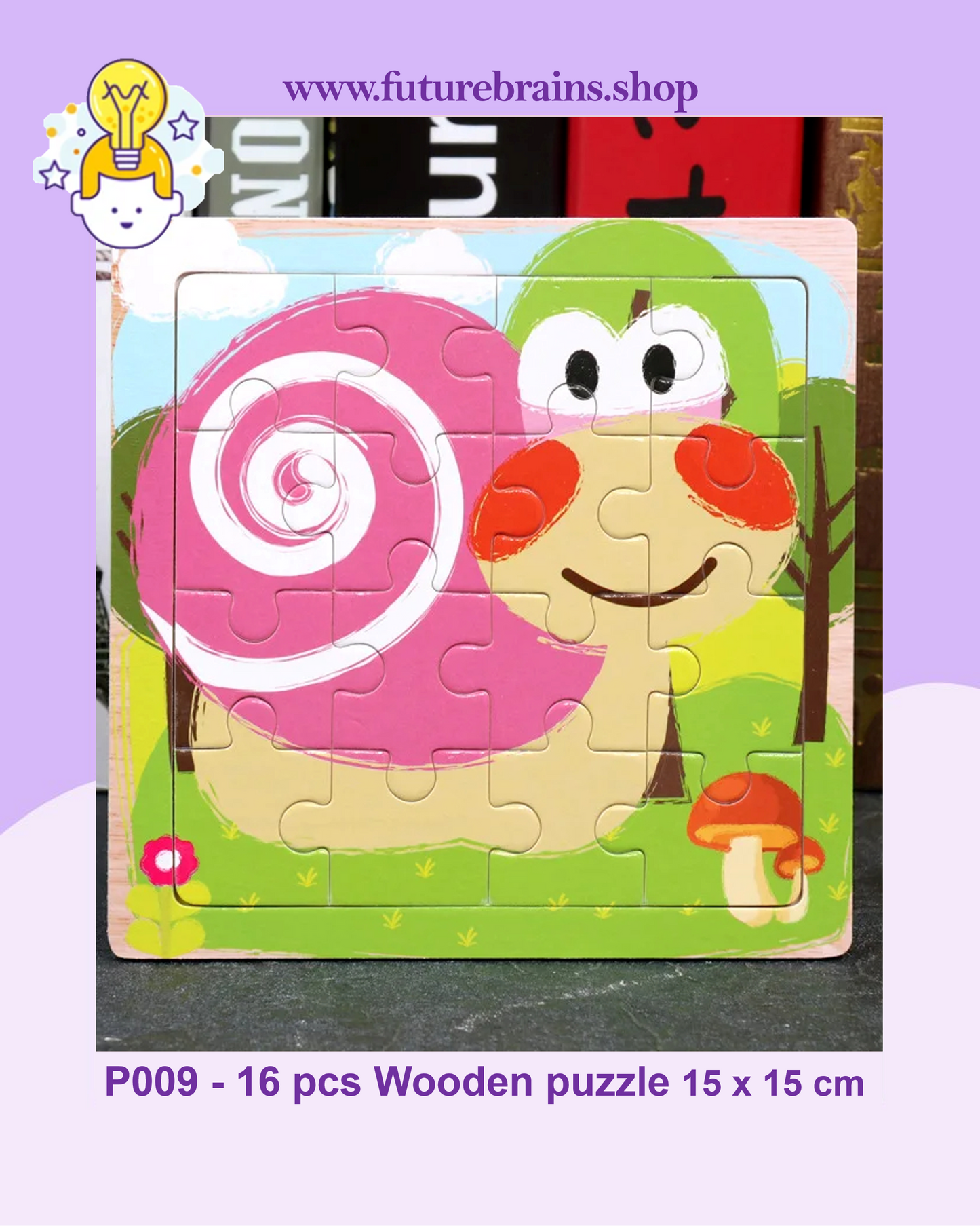 P009 - 16 pcs Wooden puzzle 15 x 15 cm (3 puzzles for 2 $)