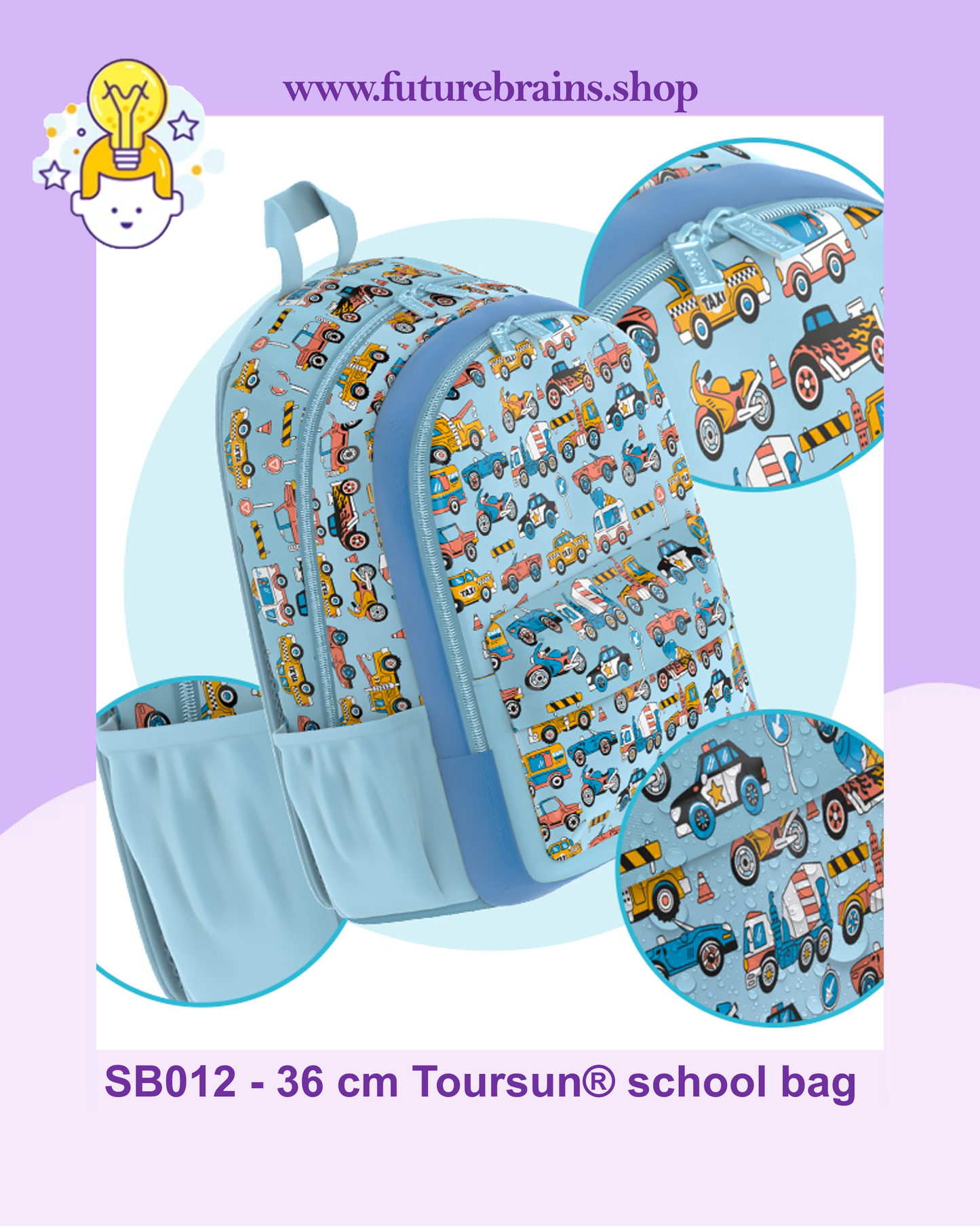 SB012 - 36 cm Toursun® school bag vehicles design
