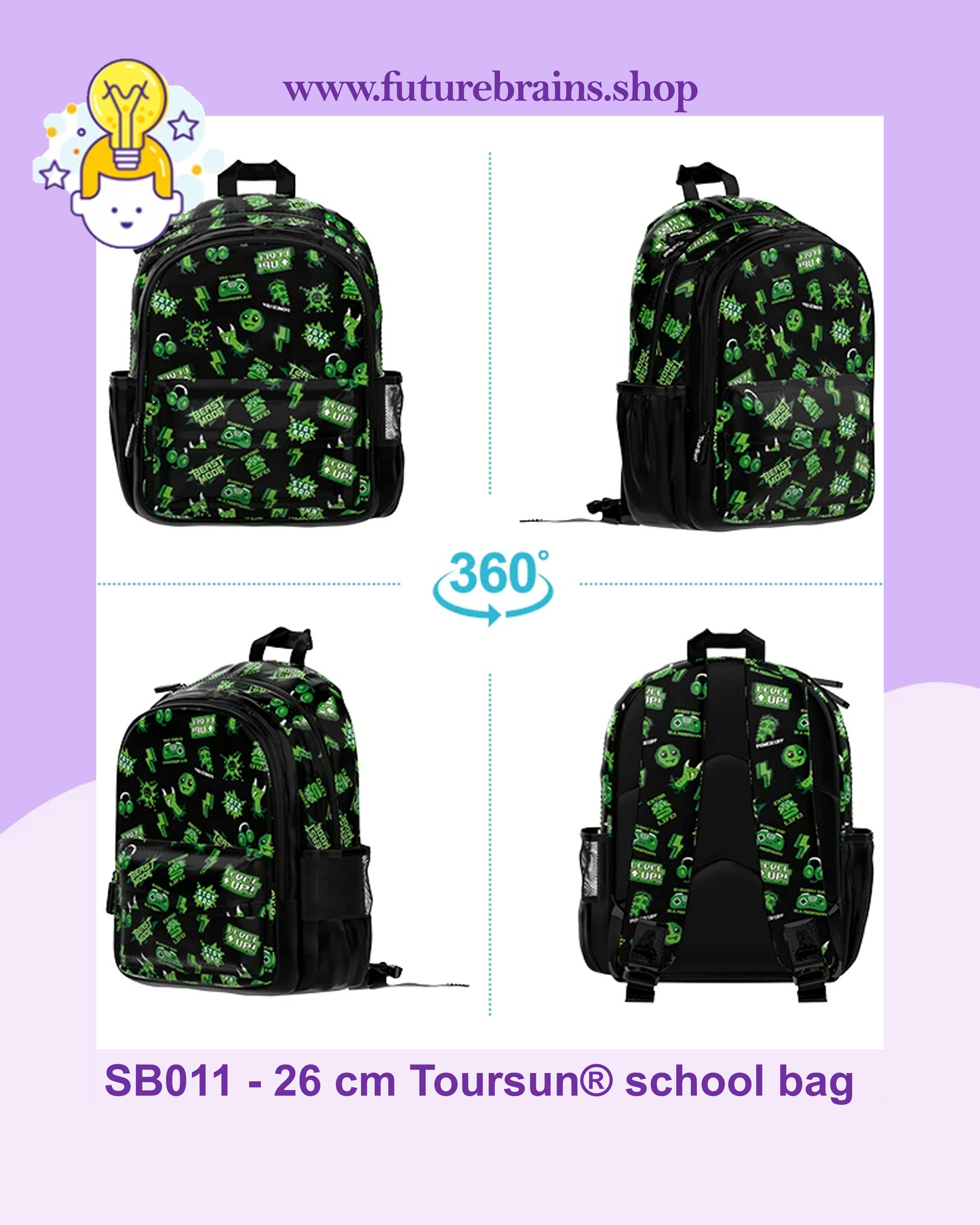 SB011 - 26 cm Toursun® school bag video games design