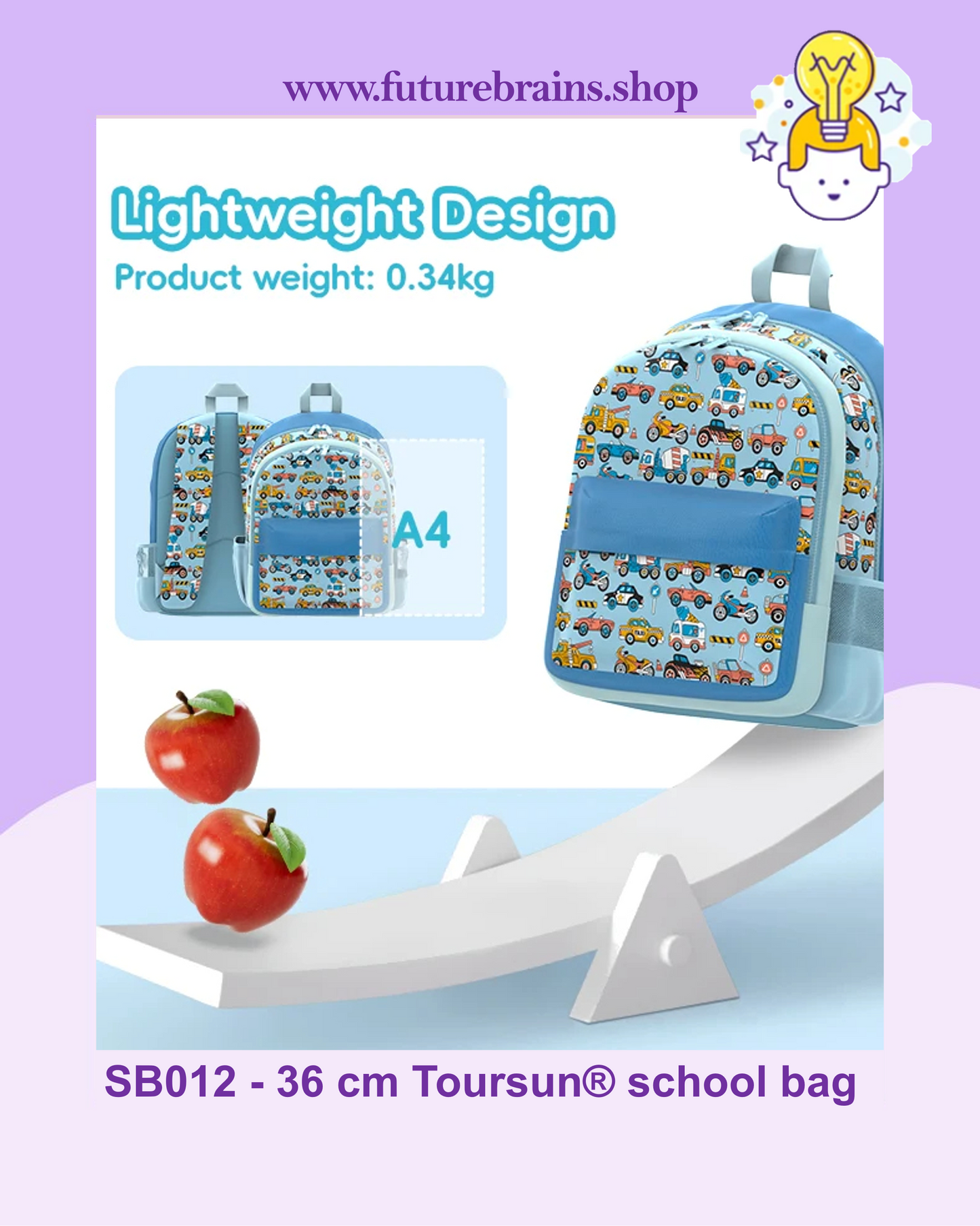 SB012 - 36 cm Toursun® school bag vehicles design