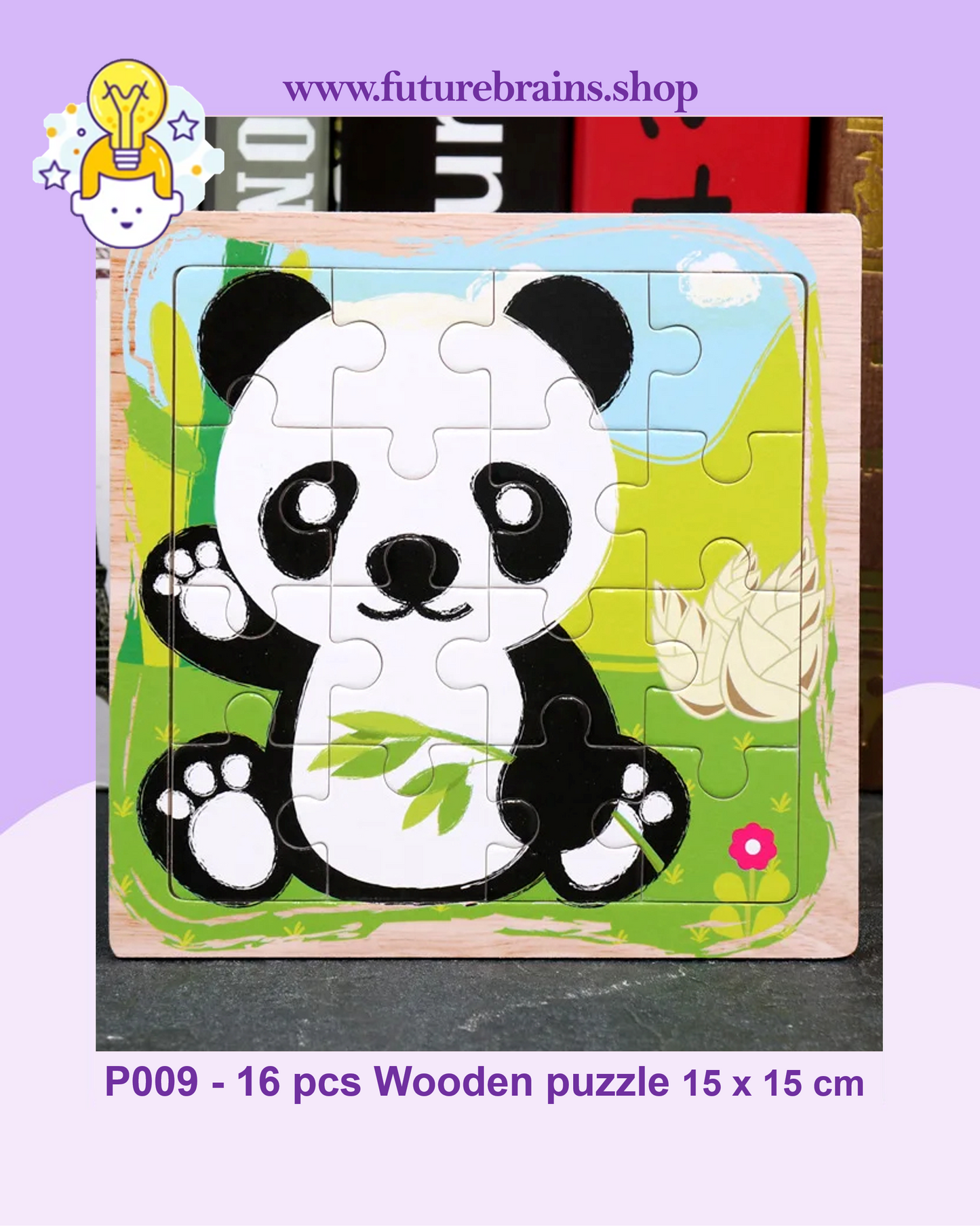 P009 - 16 pcs Wooden puzzle 15 x 15 cm (3 puzzles for 2 $)