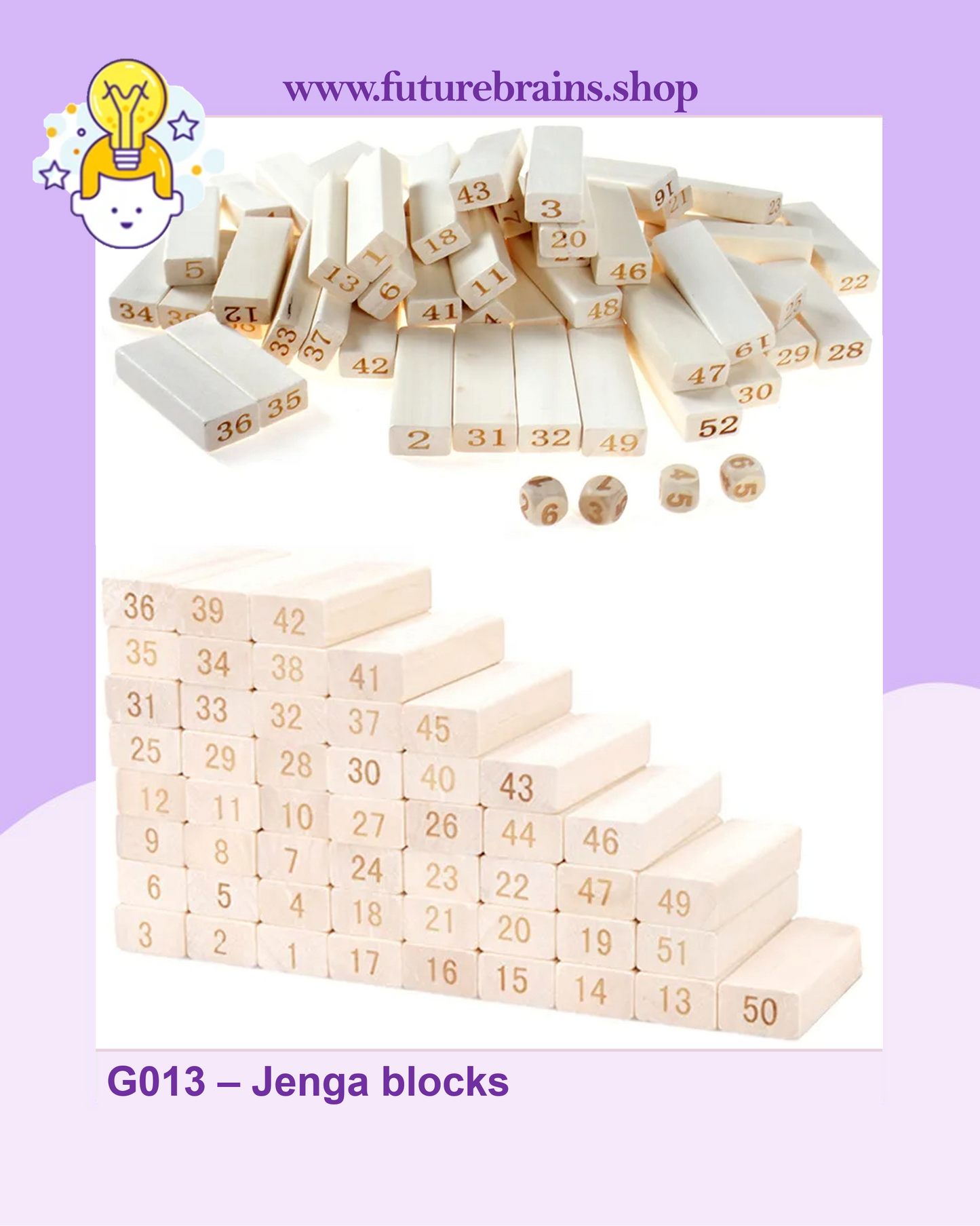 G013 - Jenga blocks 54 pcs