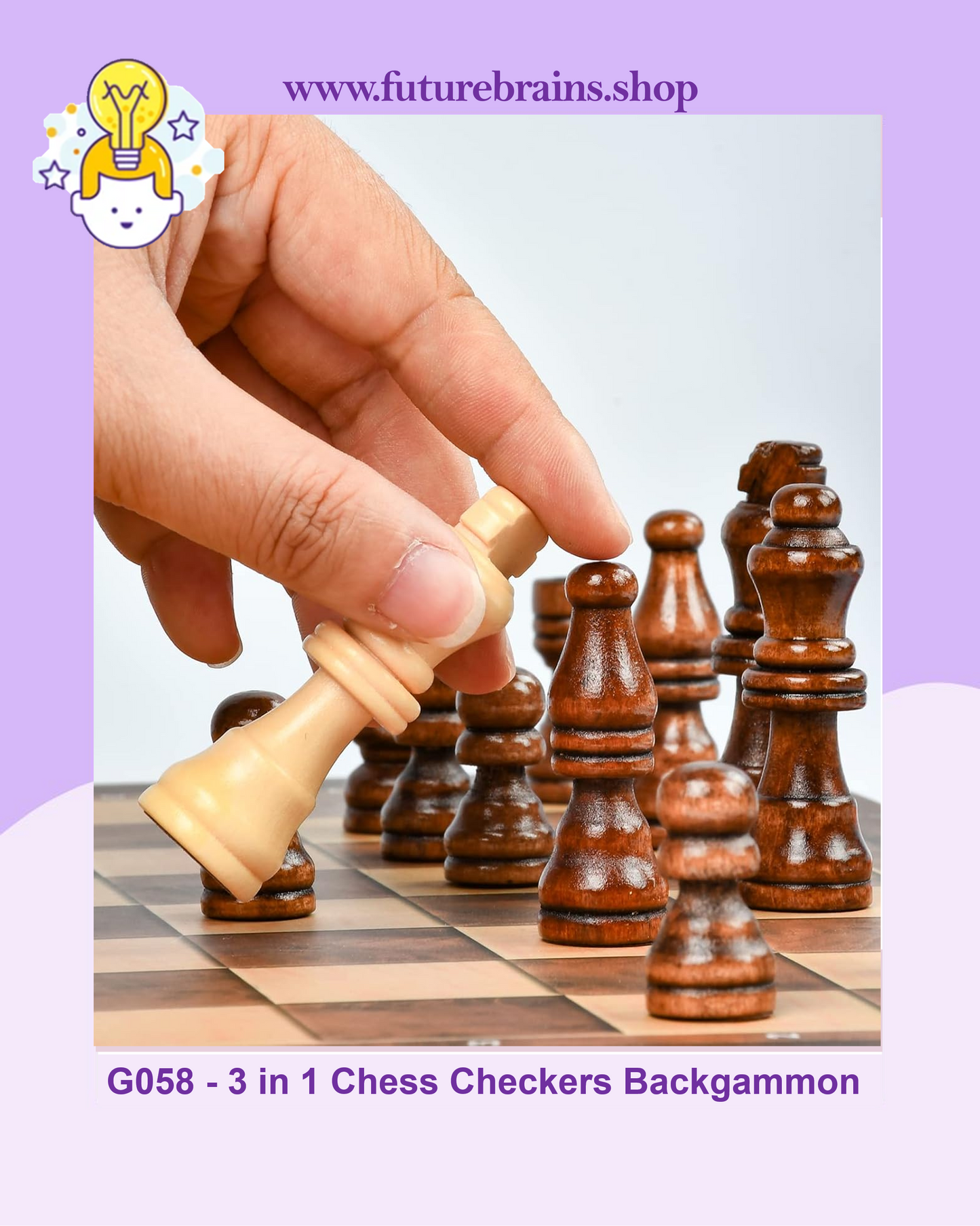 G058 - 3 in 1 Chess Checkers Backgammon