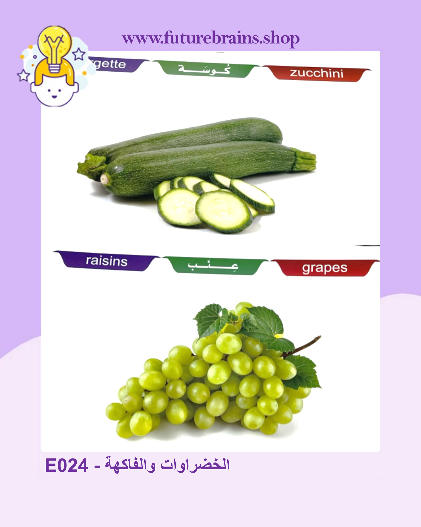 E024 - سلسلة الكروت التعليمية - الخضراوات والفاكهة