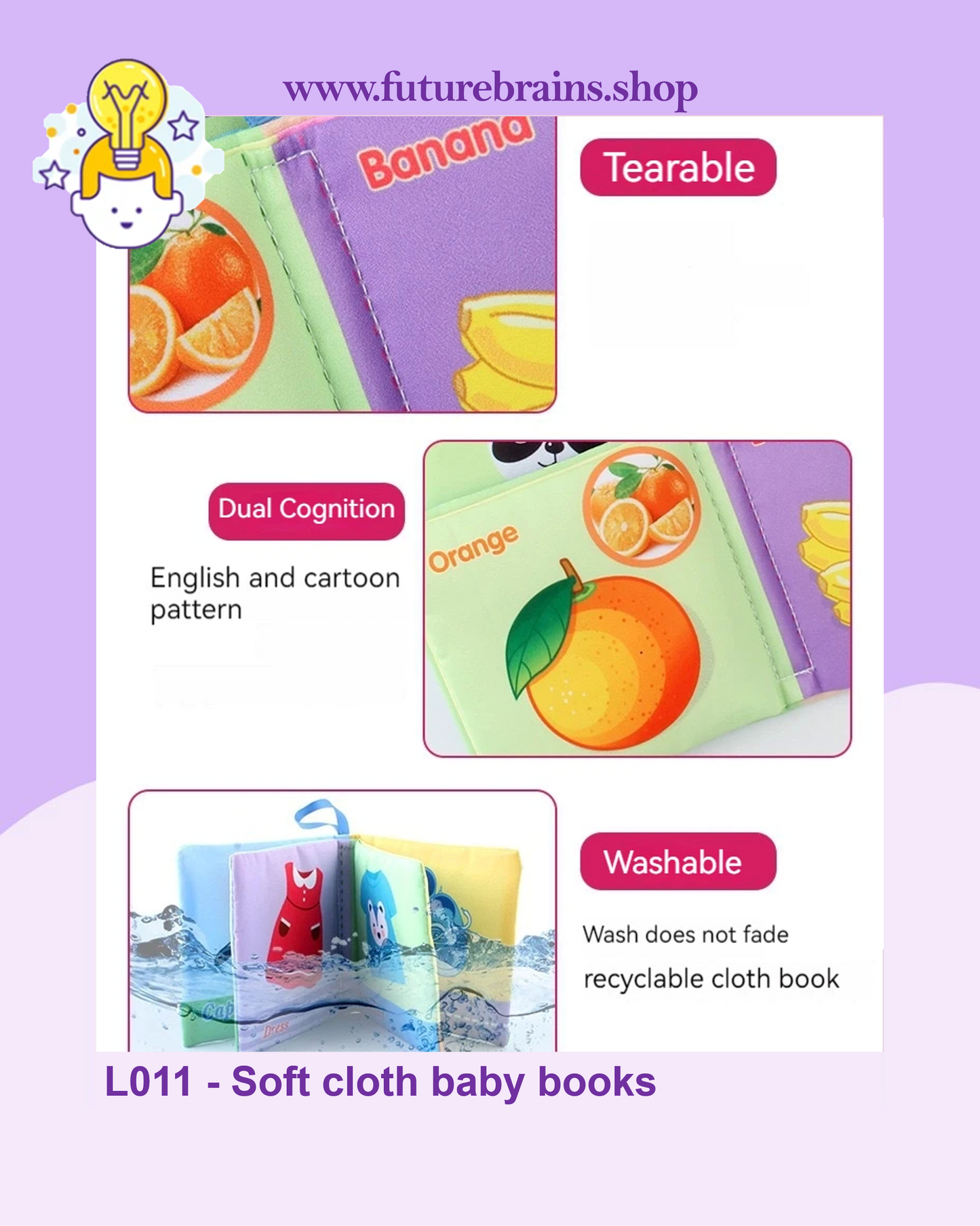 L011 - Soft cloth baby books (buy 5 for 9 $)