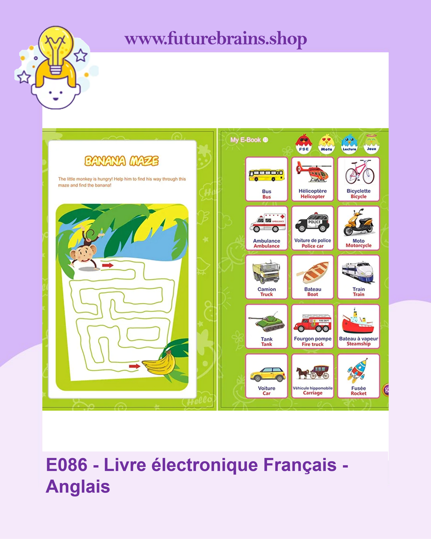 E086 - Livre électronique Francais - Anglais