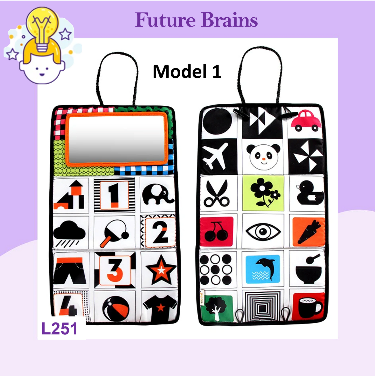L251 - Black and white baby foldable floor mirror