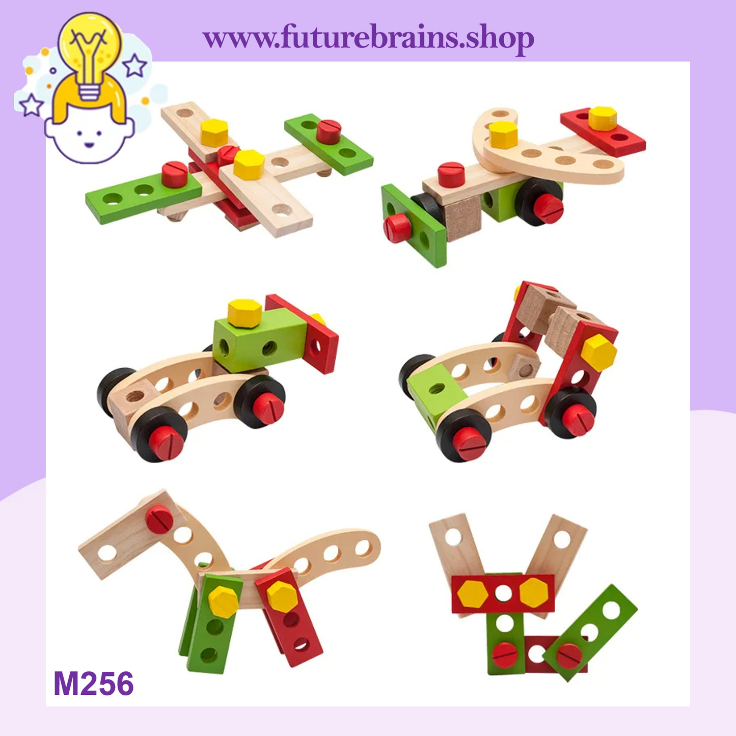 M256 - Wooden tools kit in plastic box