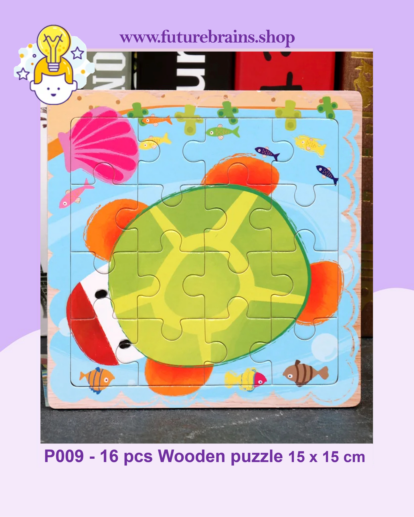 P009 - 16 pcs Wooden puzzle 15 x 15 cm (3 puzzles for 2 $)