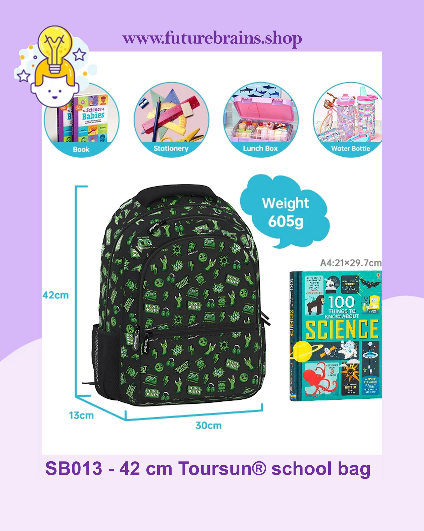 SB013 - 42 cm Toursun® school bag video games design
