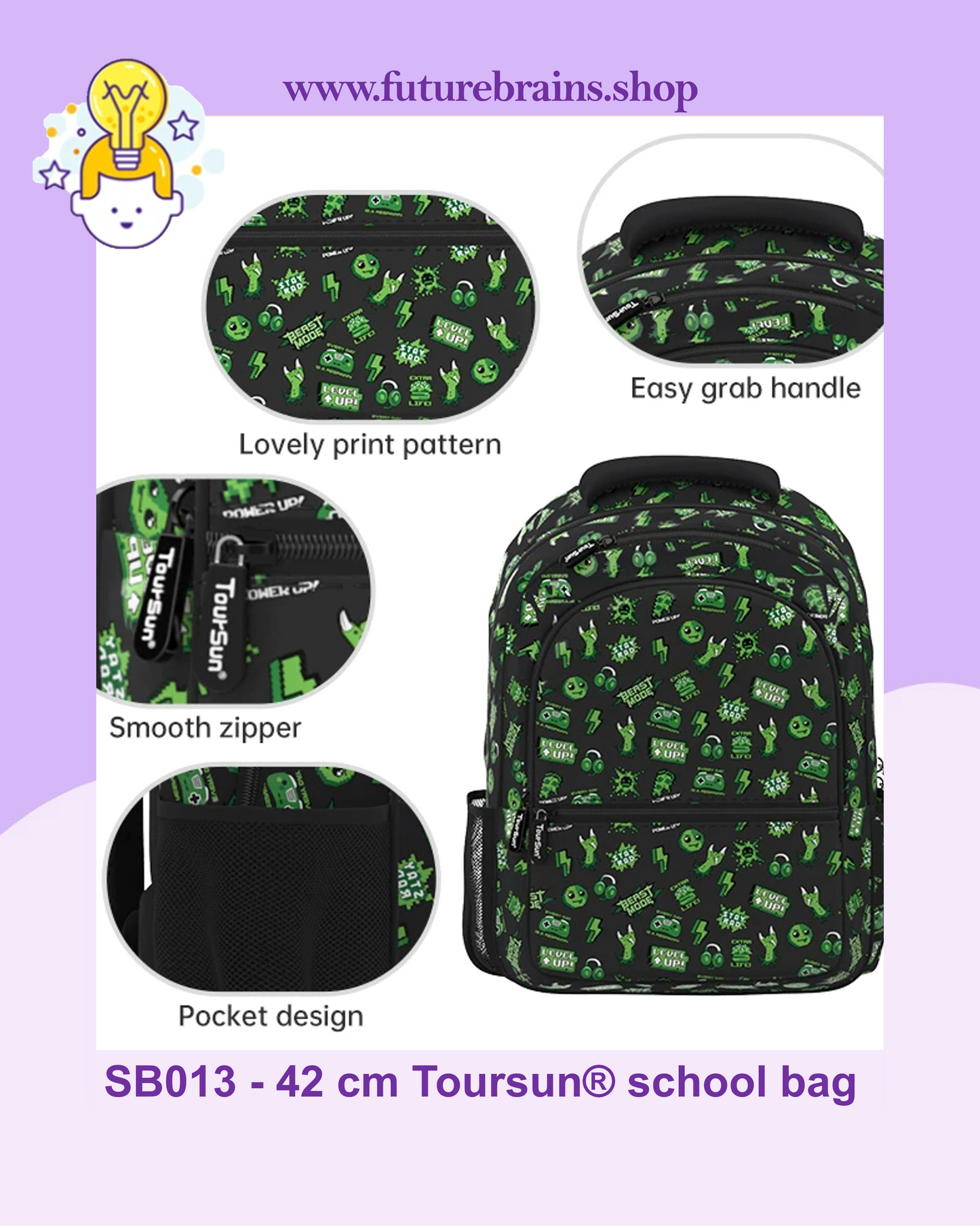 SB013 - 42 cm Toursun® school bag video games design