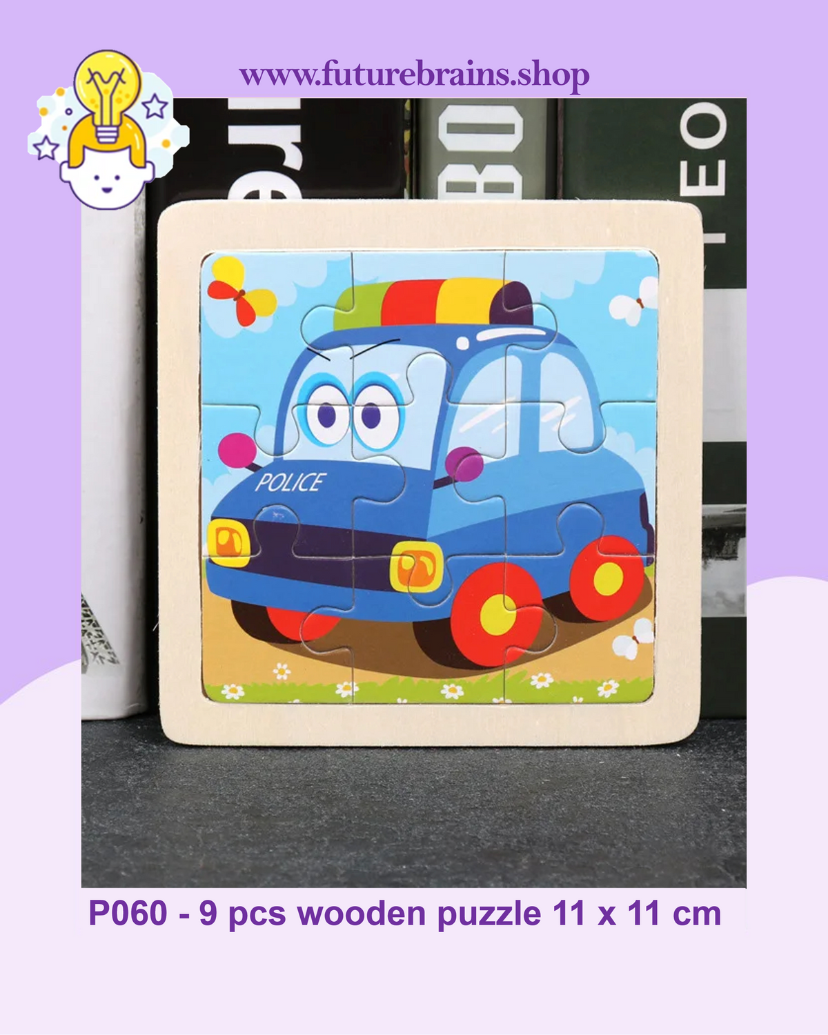 P060 - 9 pcs wooden puzzle 11 x 11 cm (buy 6 puzzles for 3 $)