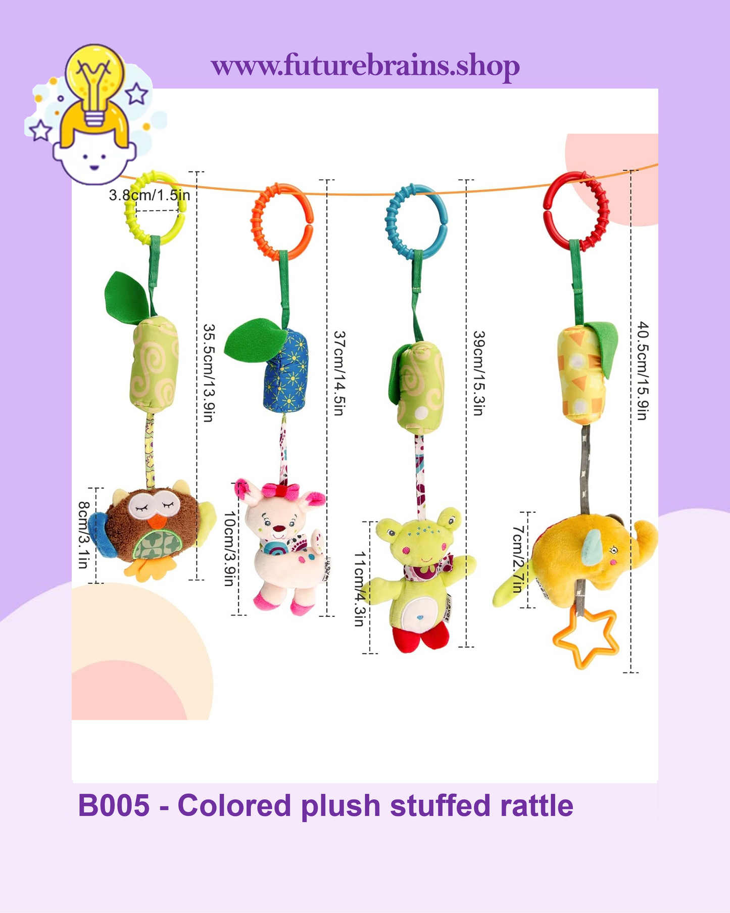 B005 - Colored plush stuffed rattle
