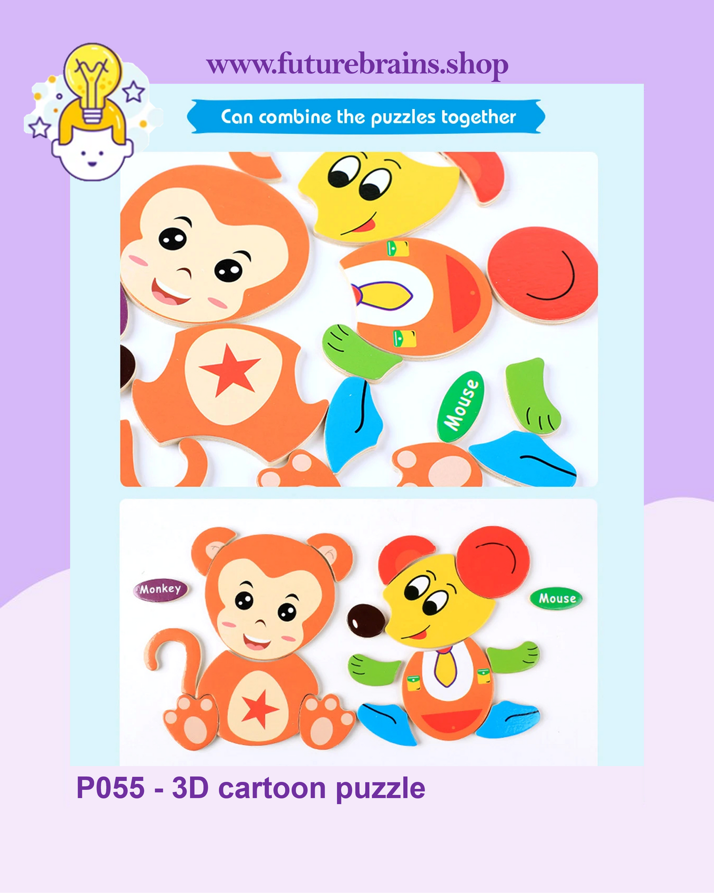 P055 - 3D cartoon puzzle (buy 5 for 4$)