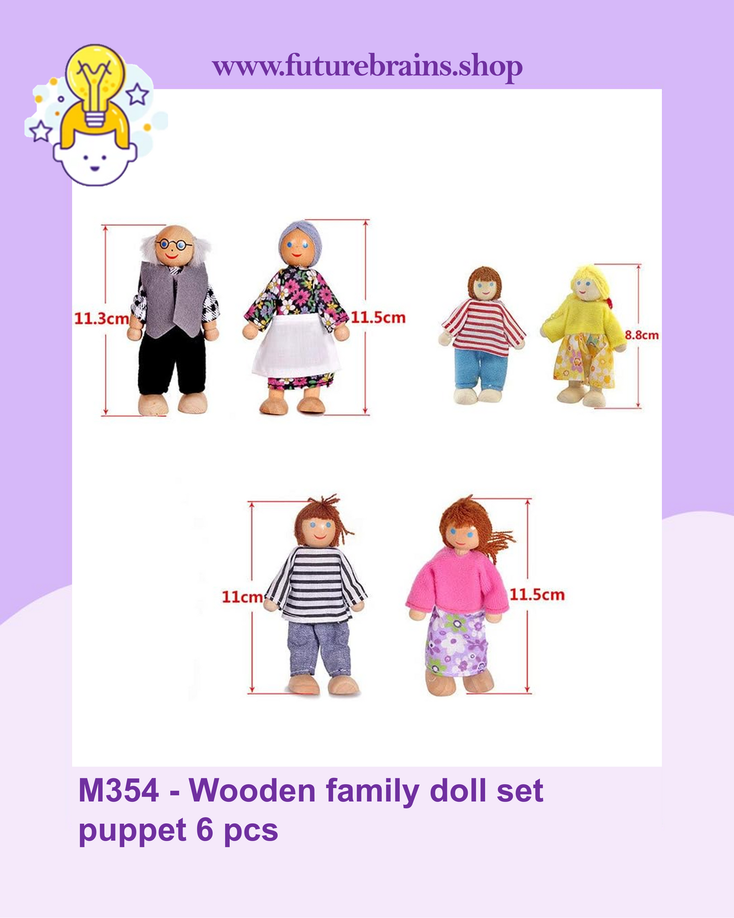M354 - Wooden family doll set puppet 6 pcs