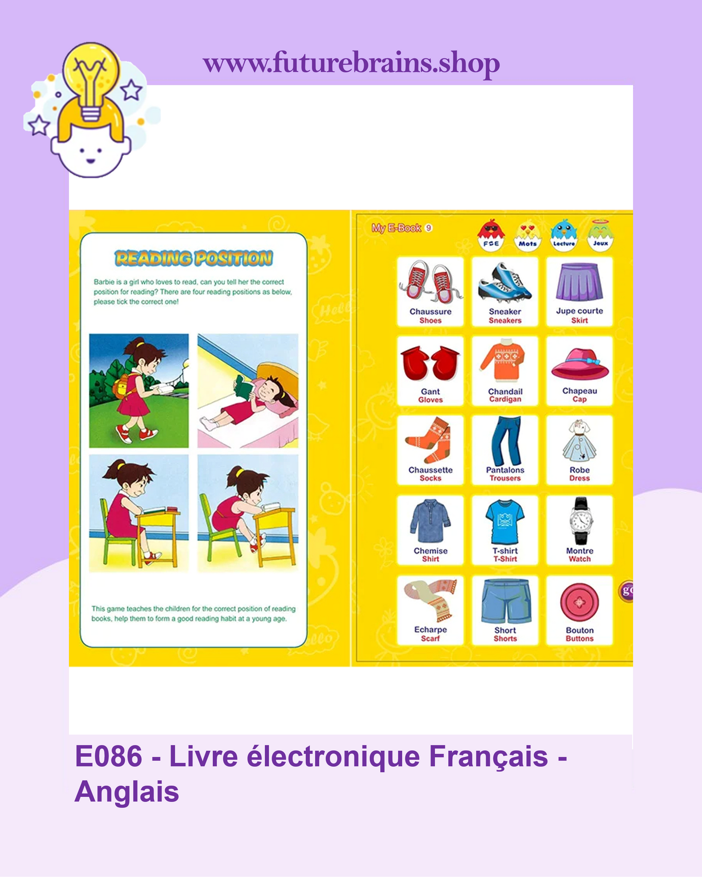 E086 - Livre électronique Francais - Anglais