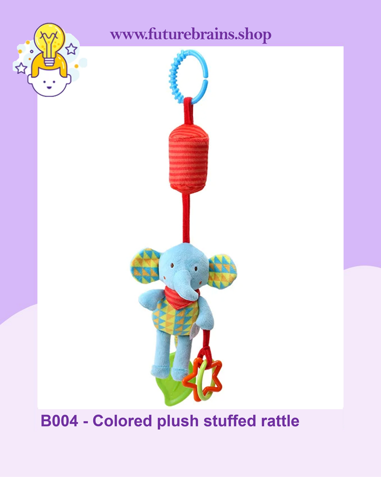 B004 - Colored plush stuffed rattle