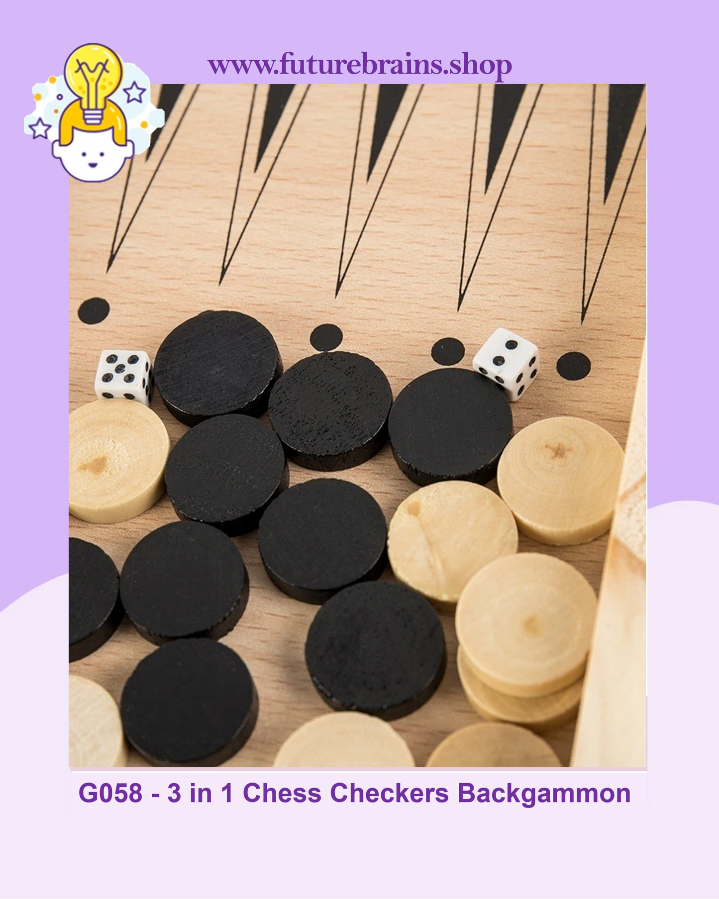 G058 - 3 in 1 Chess Checkers Backgammon