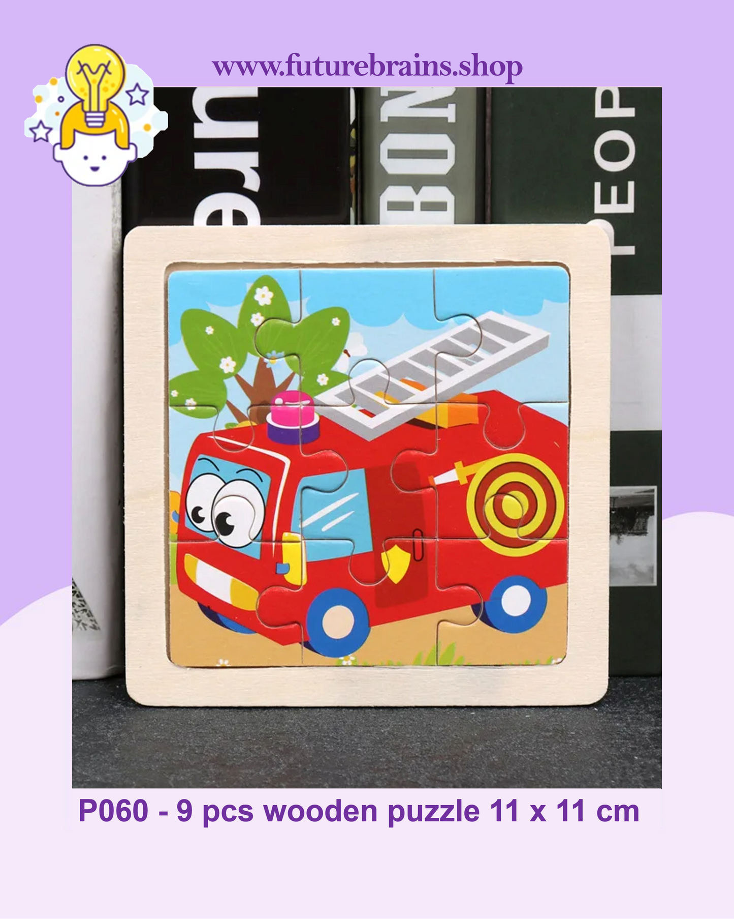 P060 - 9 pcs wooden puzzle 11 x 11 cm