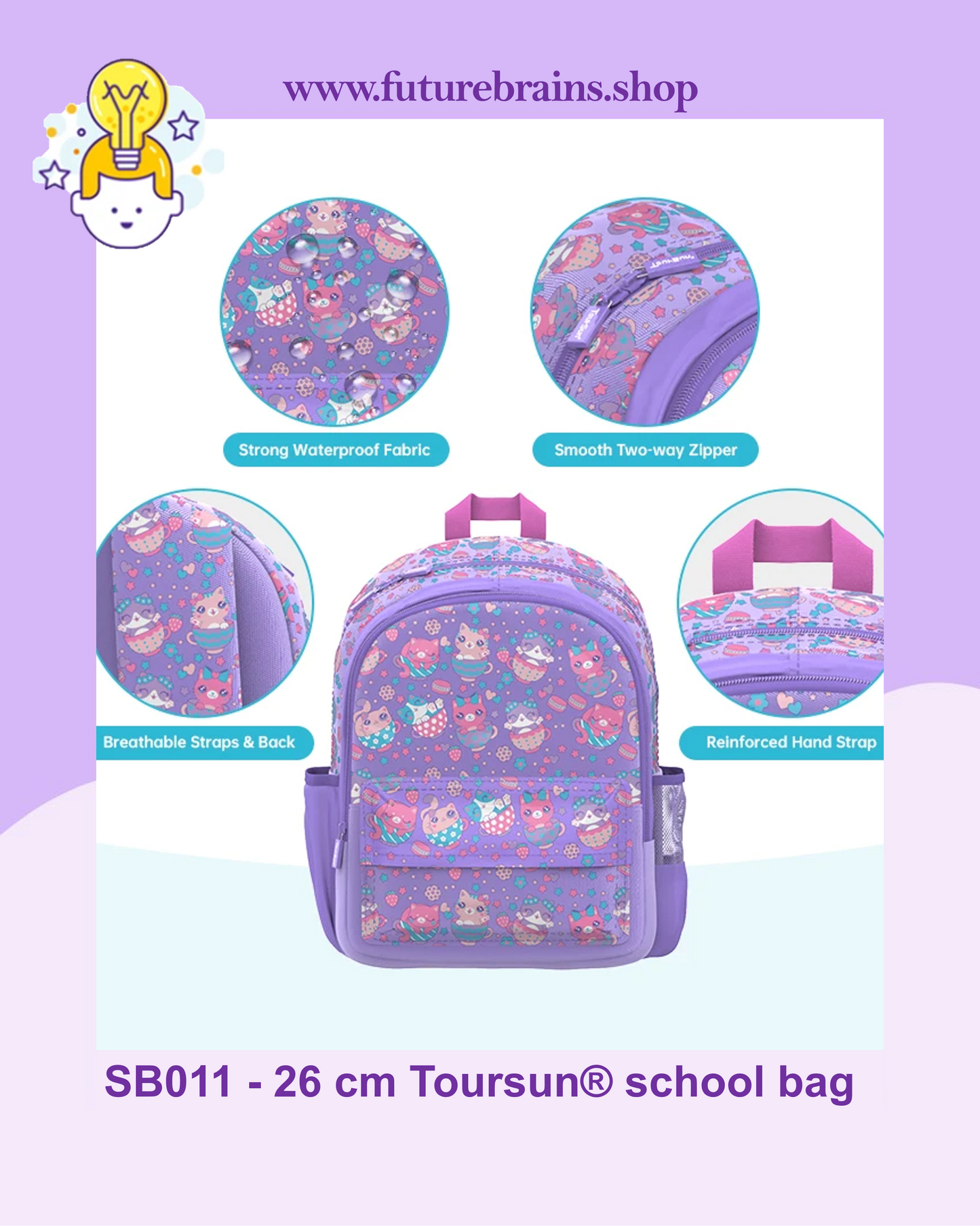 SB011 - 26 cm Toursun® school bag cats design