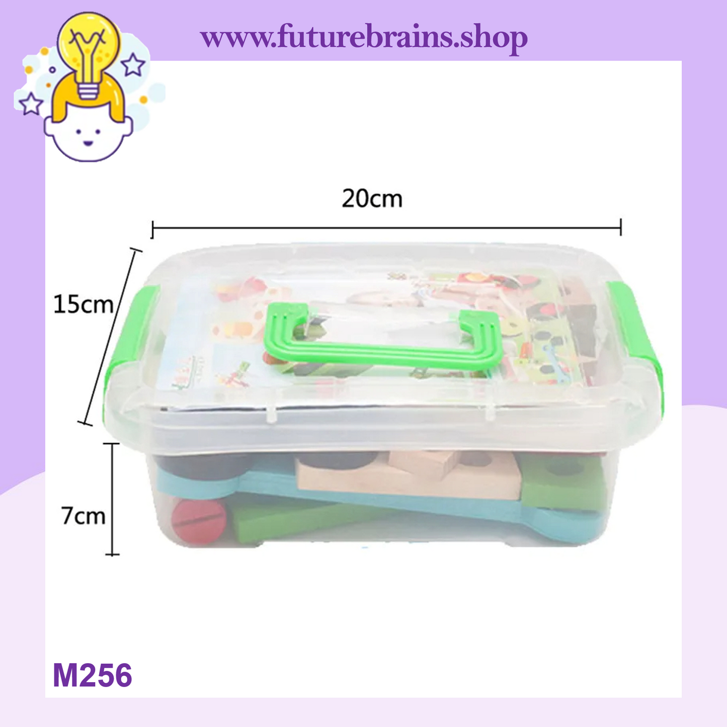 M256 - Wooden tools kit in plastic box