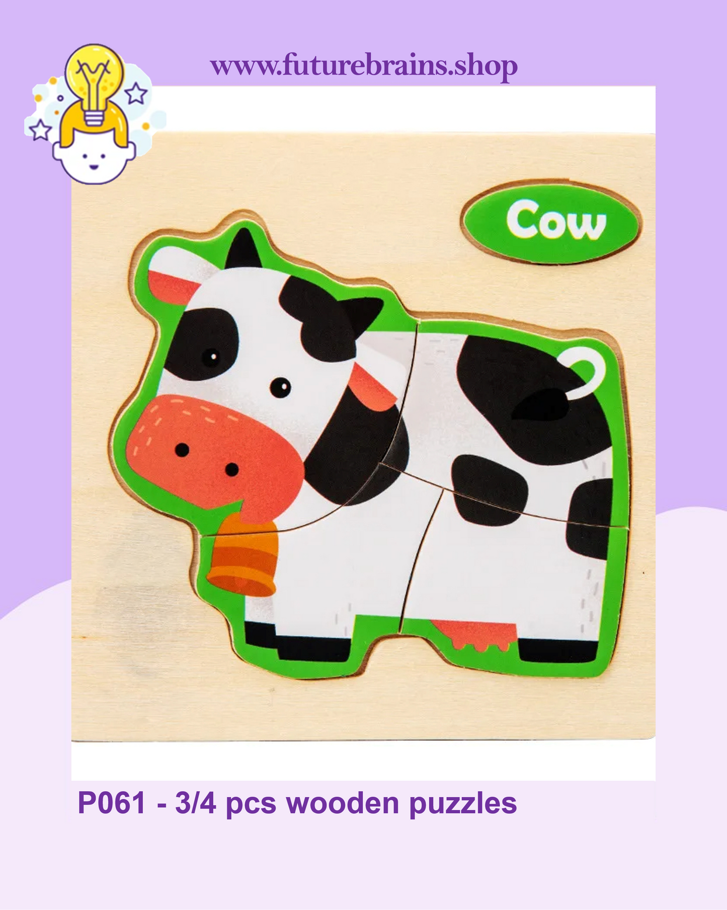 P061 - 3/4 pcs wooden puzzles (6 puzzles for 3 $)
