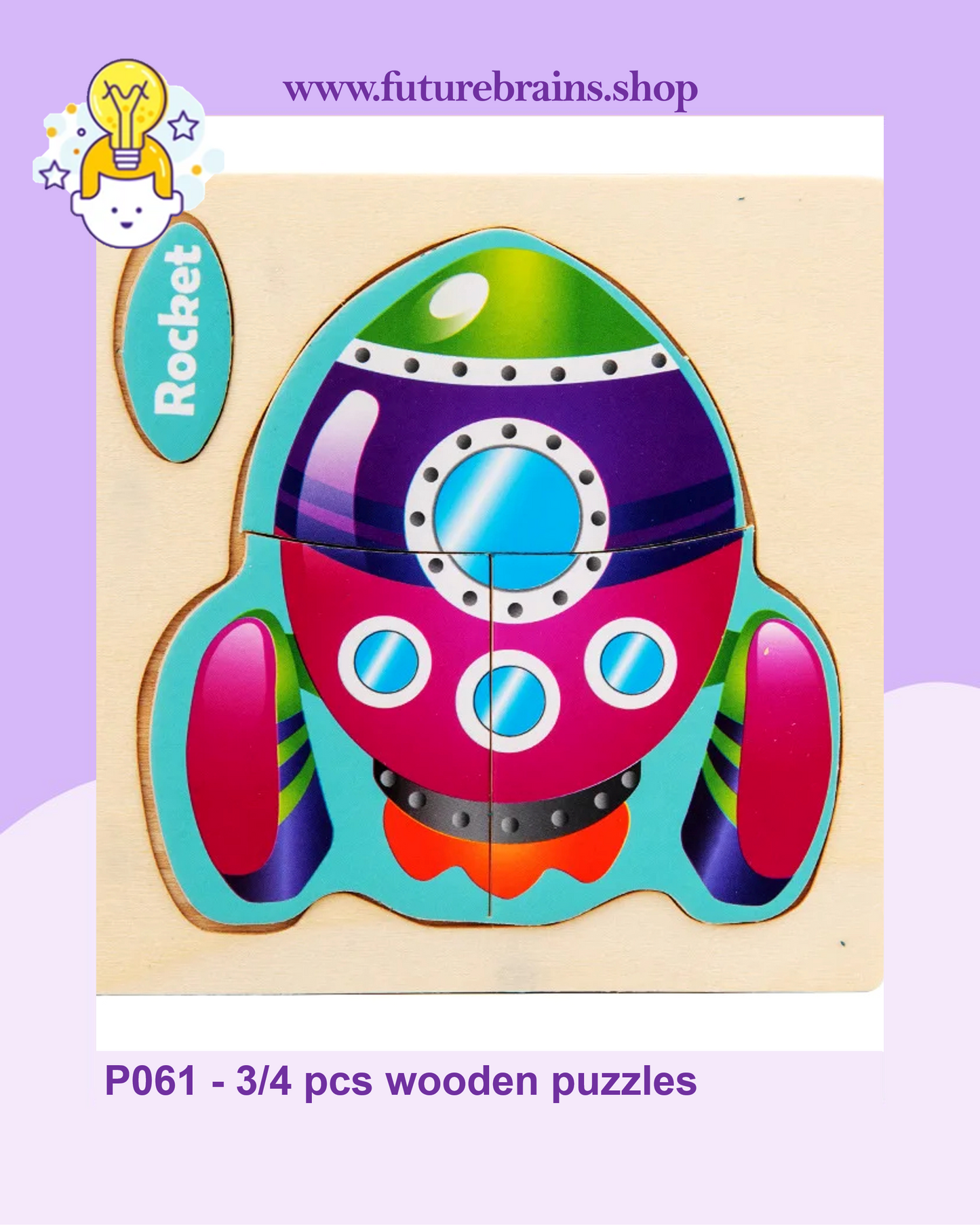 P061 - 3/4 pcs wooden puzzles (6 puzzles for 3 $)