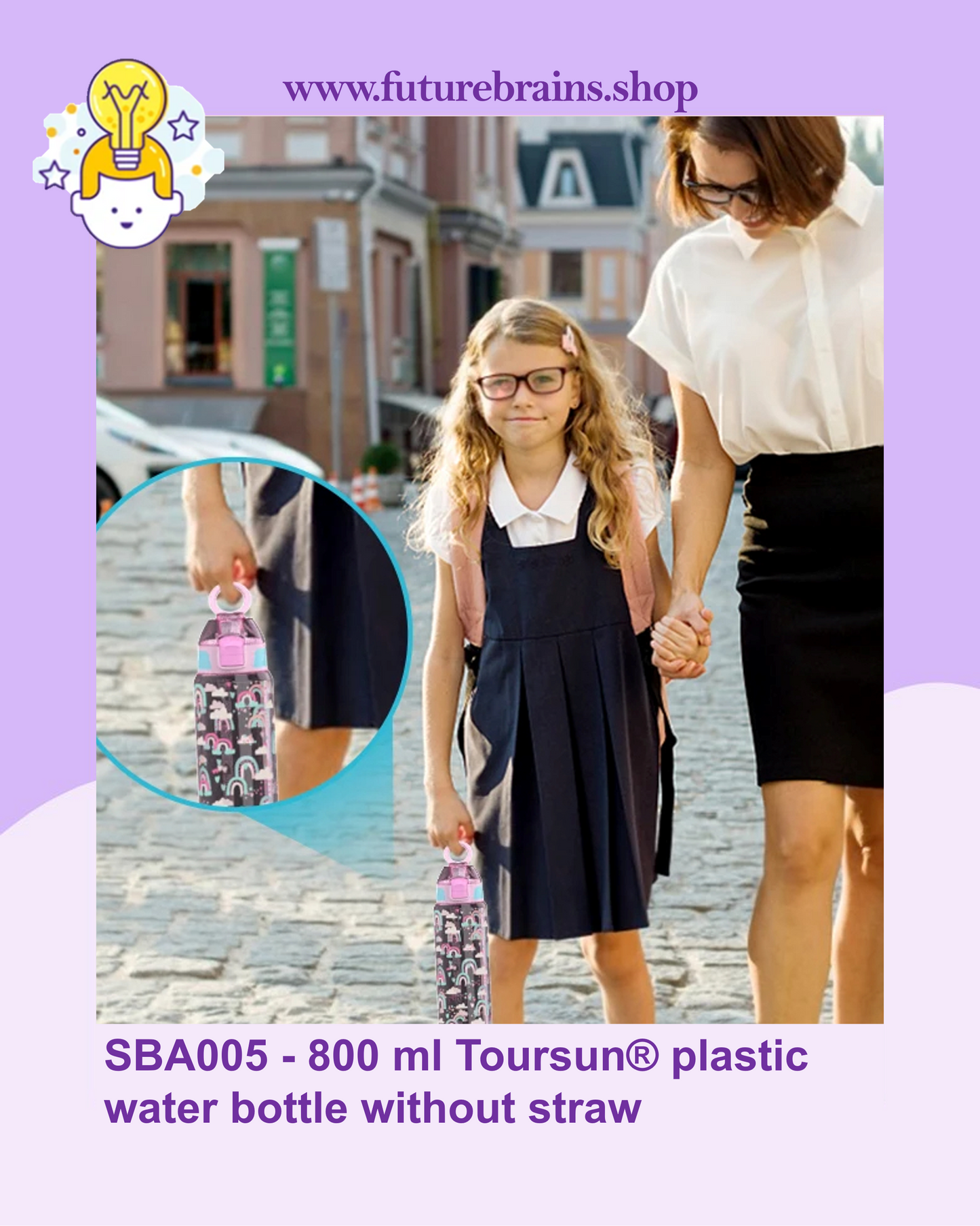 SBA005 - 800 ml Toursun® plastic water bottle without straw