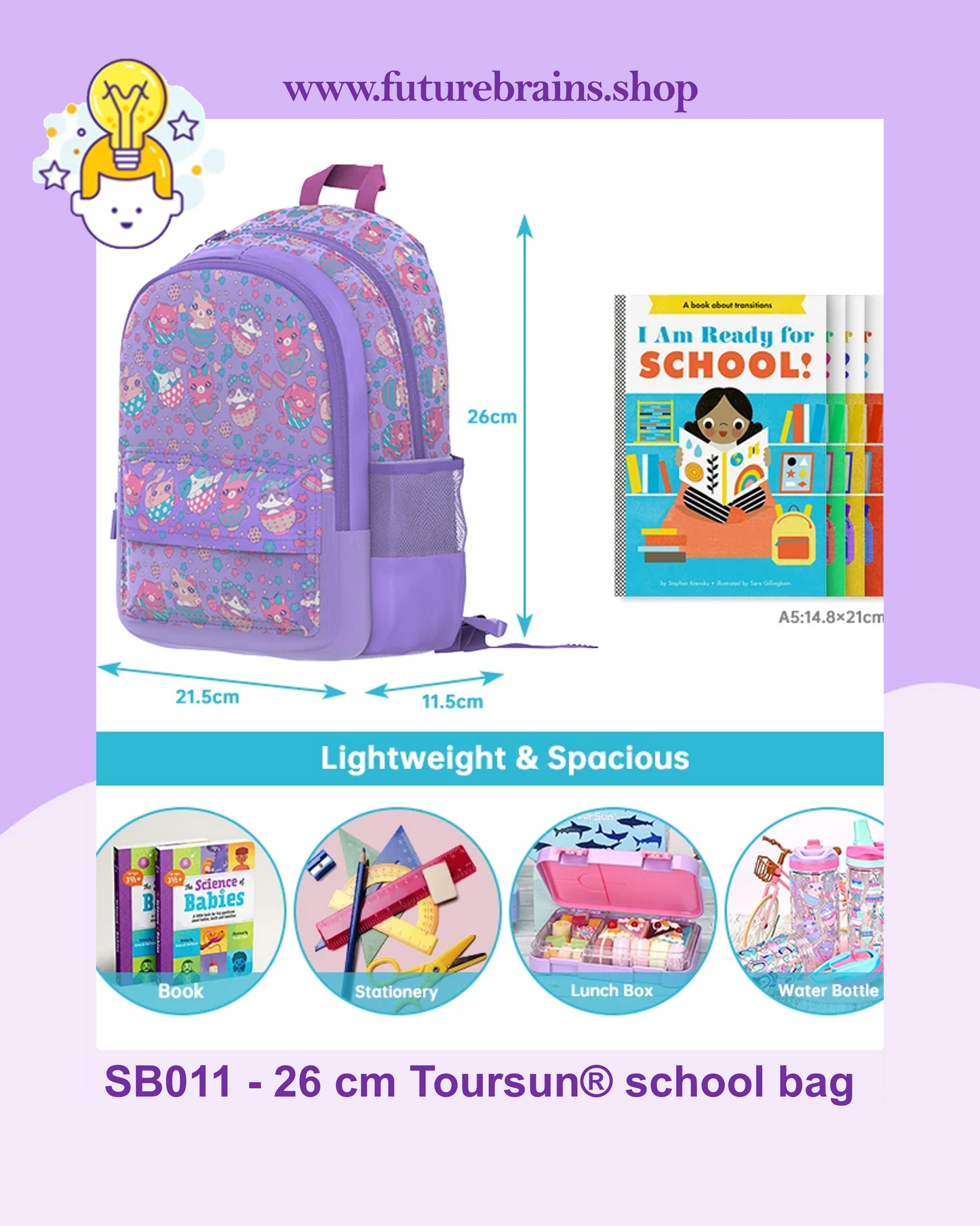 SB011 - 26 cm Toursun® school bag cats design